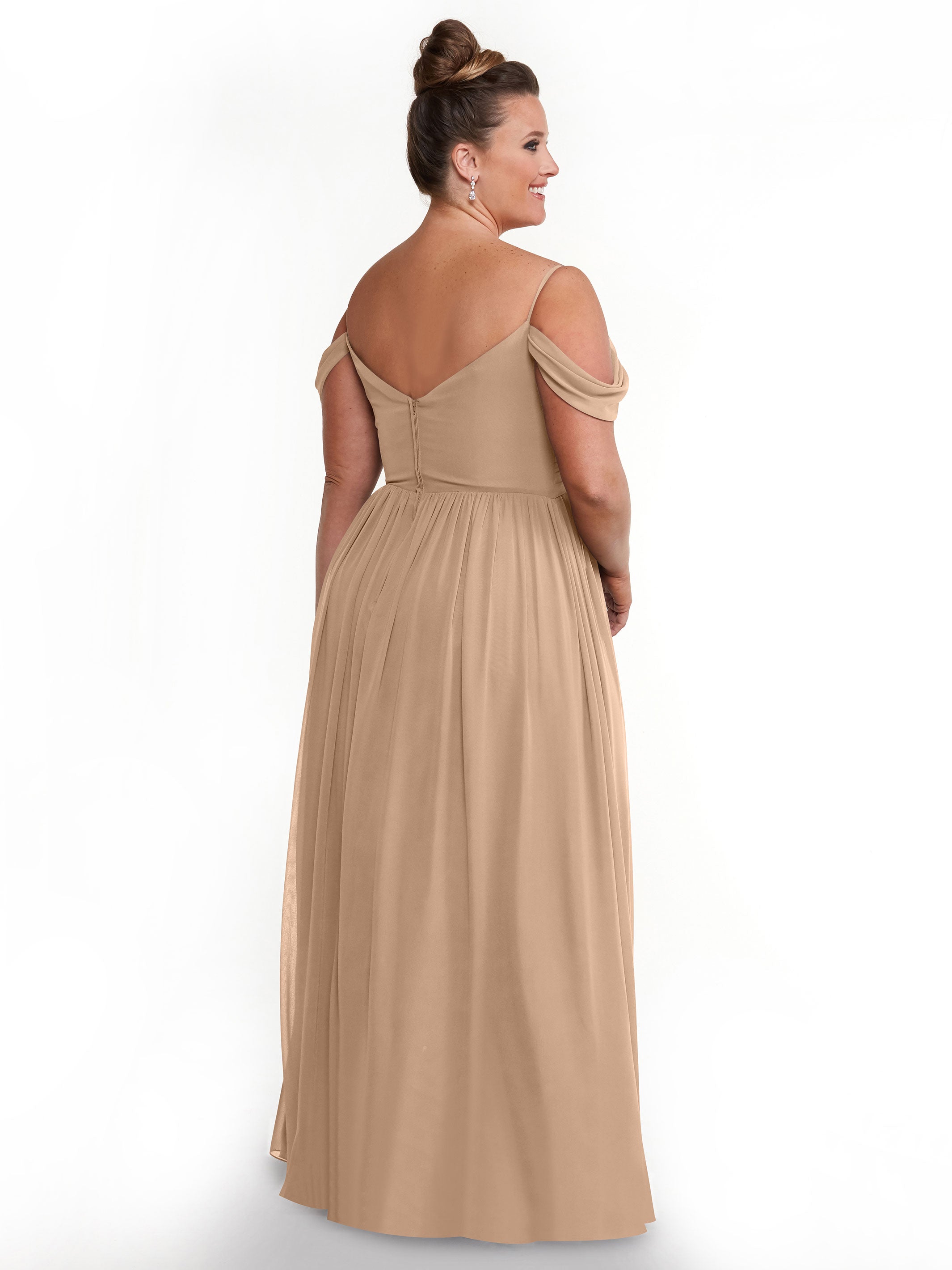 Elegant Off-the-Shoulder Chiffon Bridesmaid Dress with Spaghetti Straps - Perfect for Weddings, Formal Events & Special Occasions