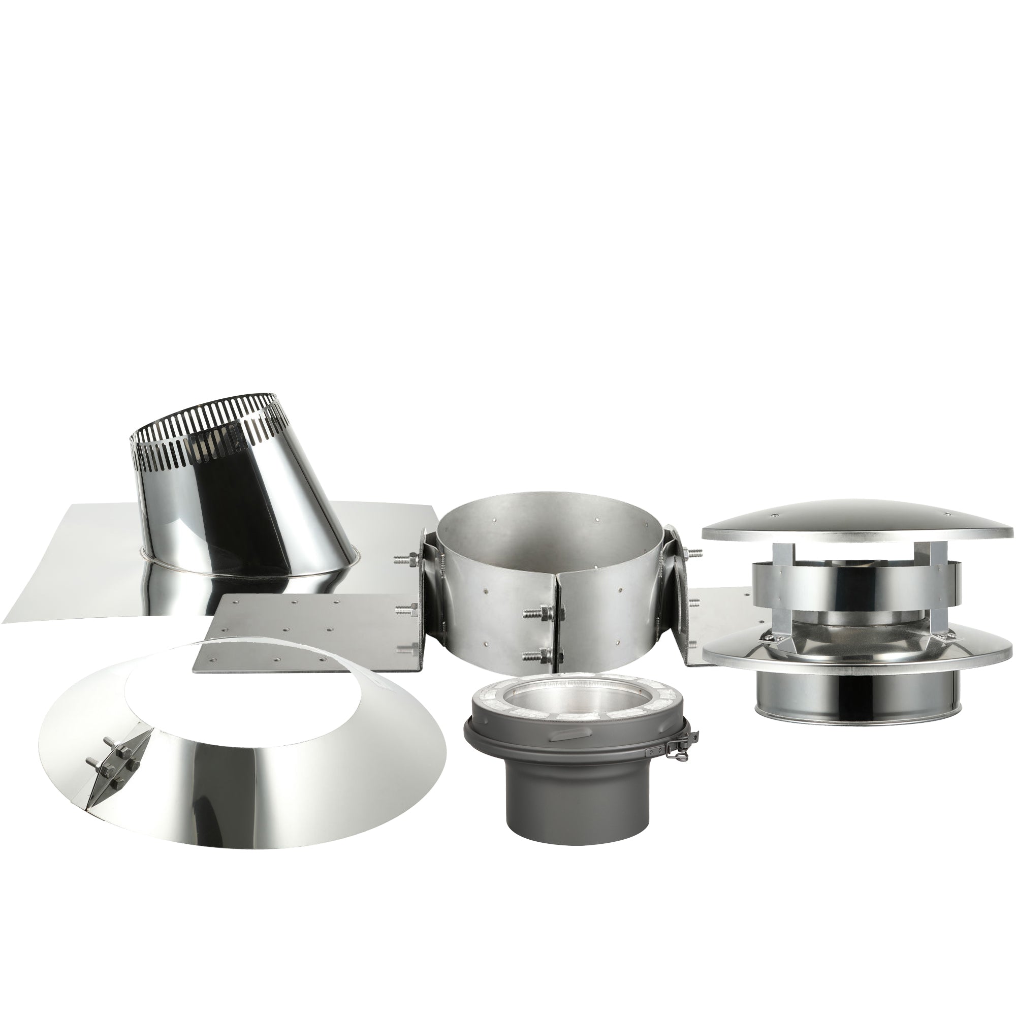 8 Inch Inner Diameter Chimney Pipe Roof Support Kit - Heavy Duty Stainless Steel Flashing & Storm Collar for Wood Stove, Fireplace & Pellet Stove Venting (Outdoor/Indoor Use)