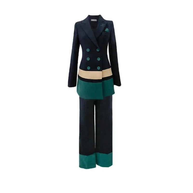Stylish Women's Patchwork Business Pantsuit - Professional Office Wear for Women - Perfect for Work, Interviews & Formal Events