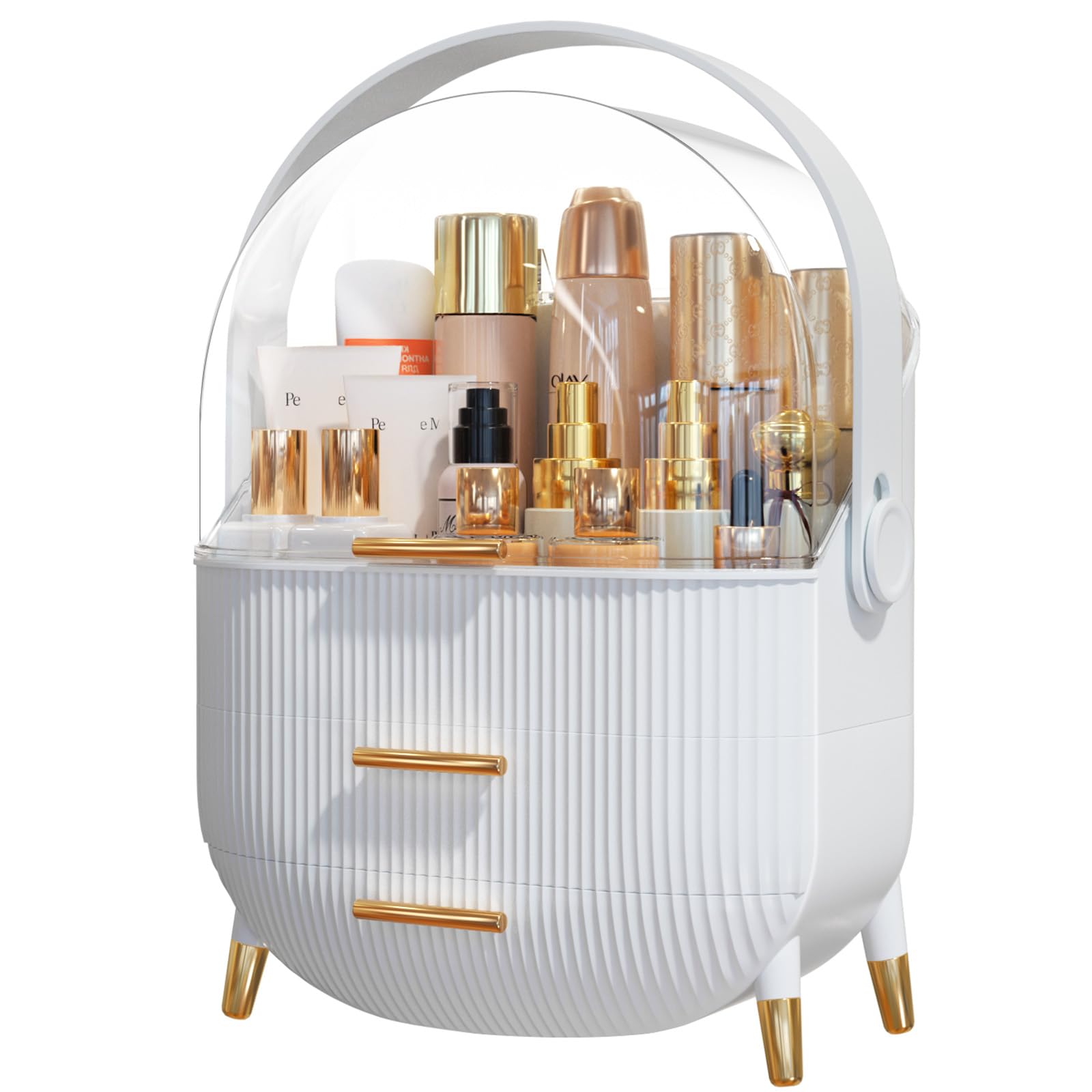 Clear Acrylic Makeup Organizer with Transparent Cover - Cosmetic & Skincare Storage Case for Lipstick, Brushes, and Beauty Products | Perfect for Bathroom Countertop, Bedroom Vanity, and Travel Organization