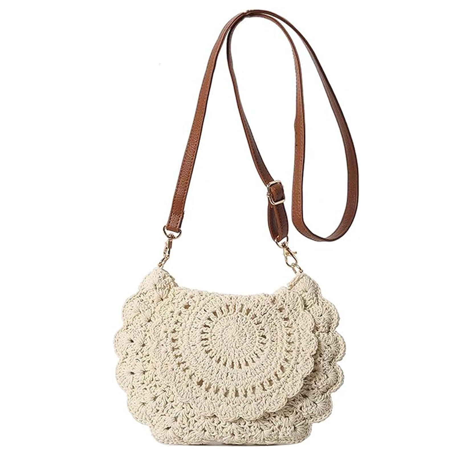 KARRESLY Women's Crossbody Cotton Woven Beach Bag - Summer Straw Clutch Purse & Small Hobo Handbag for Casual Outings, Travel & Shopping