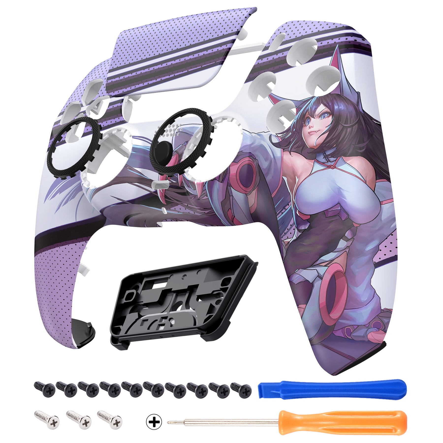 eXtremeRate LUNA Redesigned Front Shell with Touchpad for PS5 Controller BDM 010/020/030/040/050 - Neko Mecha GHPFR007 - Custom Gaming Shell for Enhanced PS5 Controller Experience - Perfect for Gaming Enthusiasts and DIY Modders