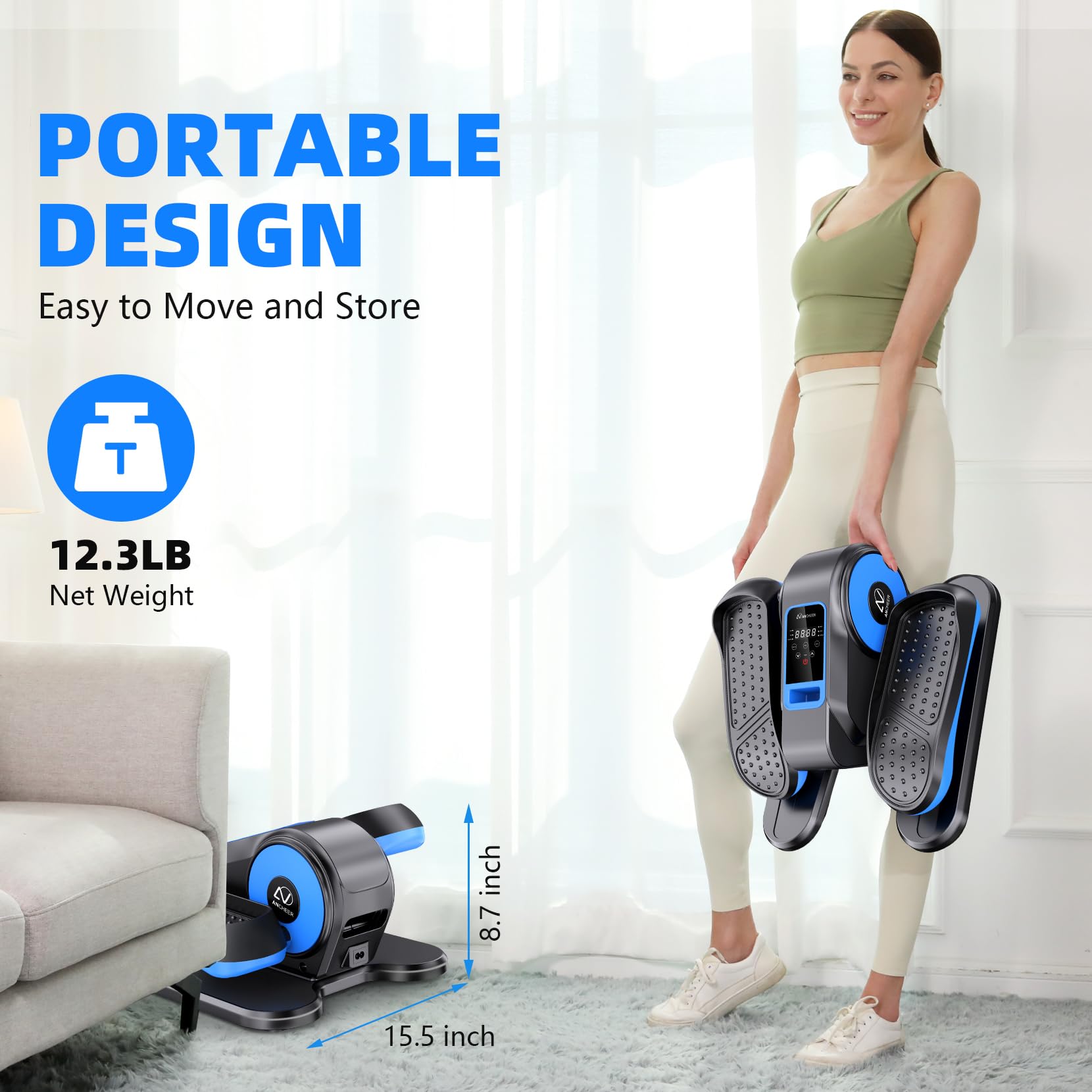 ANCHEER Under Desk Elliptical Machine - 12-Speed Adjustable Quiet Electric Pedal Exerciser for Seniors & Office Workers with Remote Control | Portable Seated Leg Workout for Home & Office Use