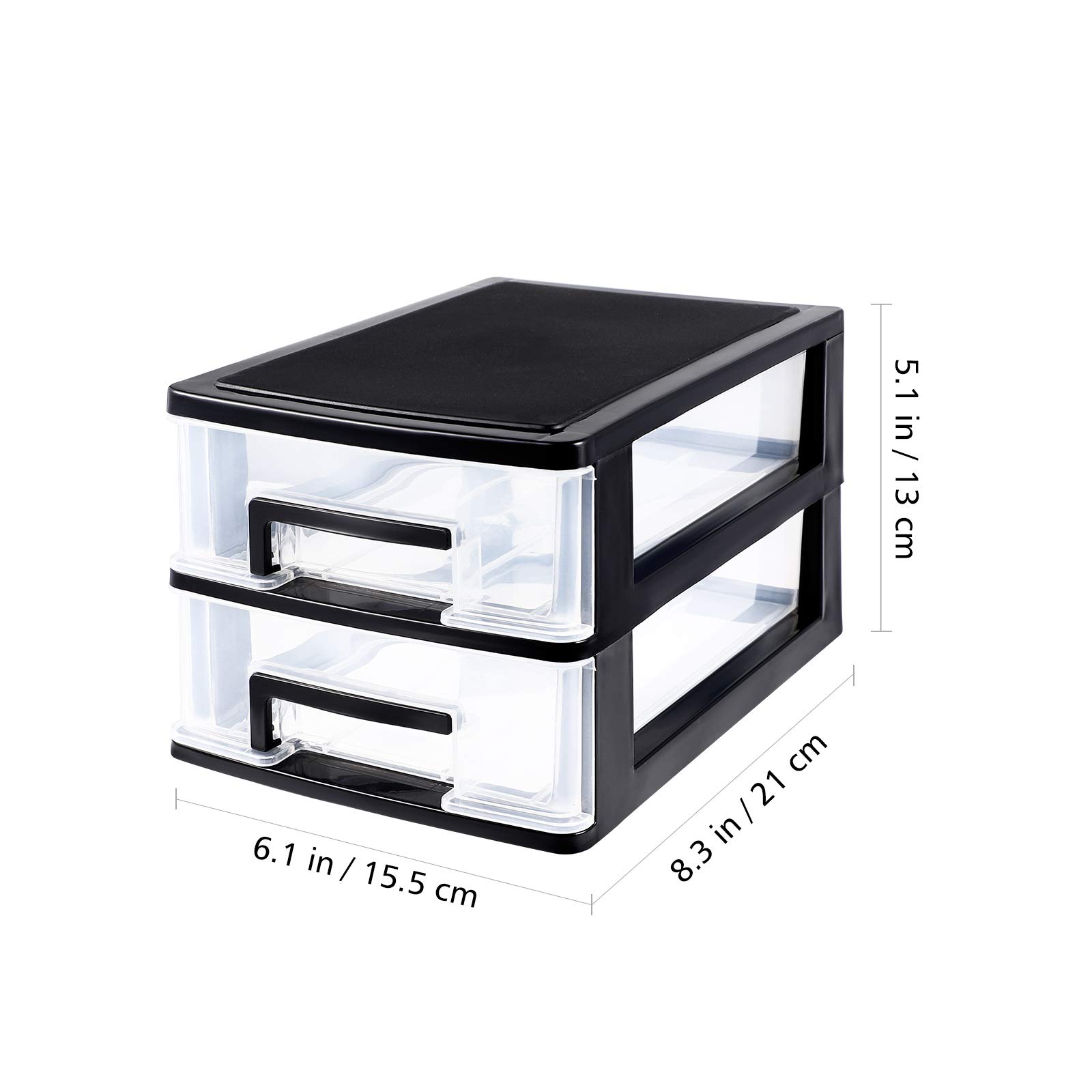 WINOMO 2 Drawer Desktop Storage Organizer - Heavy Duty Plastic Drawers for Arts & Crafts, Sewing Supplies, Office Stationery - Perfect for Home, Office & School Organization