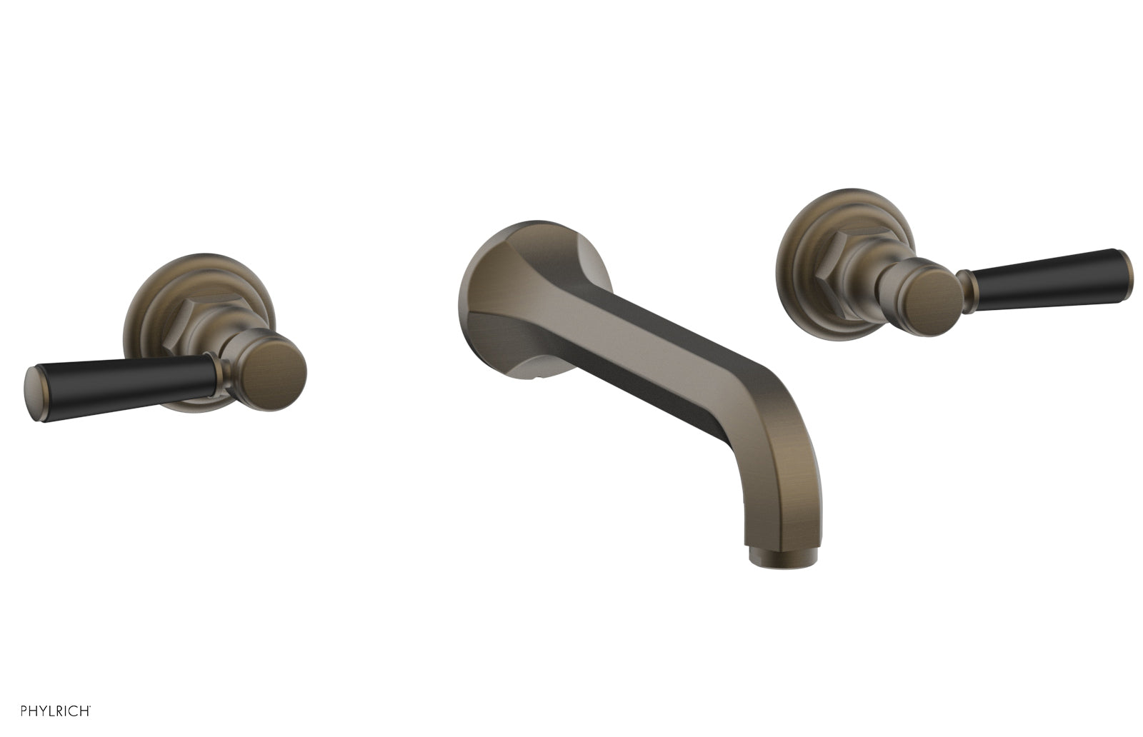 HEX TRADITIONAL Wall Tub Faucet Set with Satin Black Lever Handles - 500 57 Series - Perfect for Bathroom Renovation and Modern Home Decor