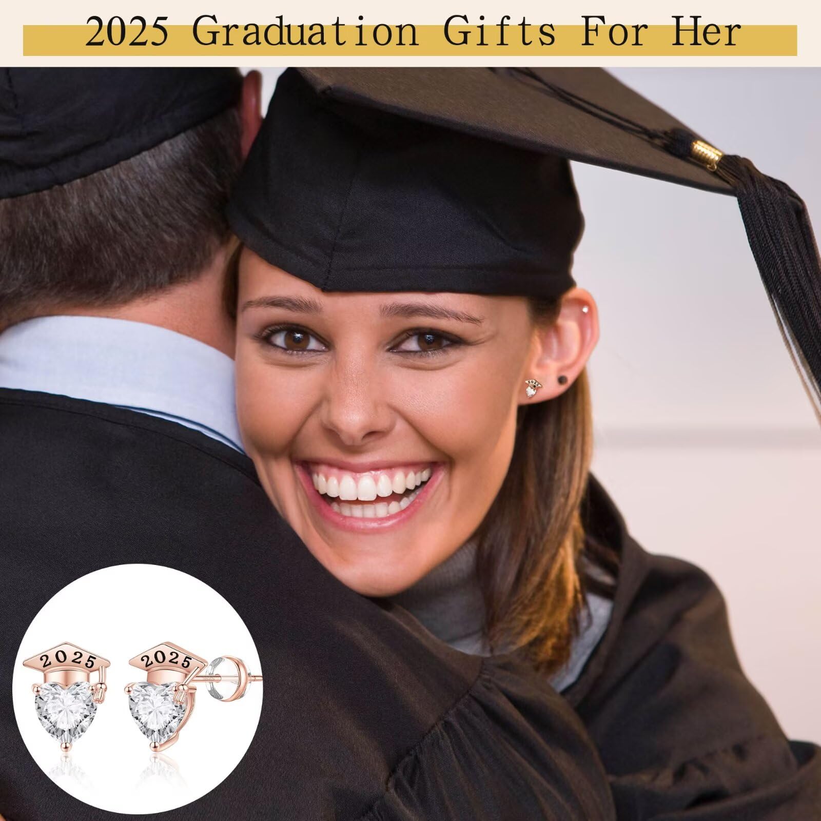 Hypoallergenic S925 Sterling Silver Heart Stud Earrings with Cubic Zirconia - Perfect Graduation Gifts for Women 2025 | Sensitive Ear Friendly Jewelry for College Graduates, Birthday & Special Occasions