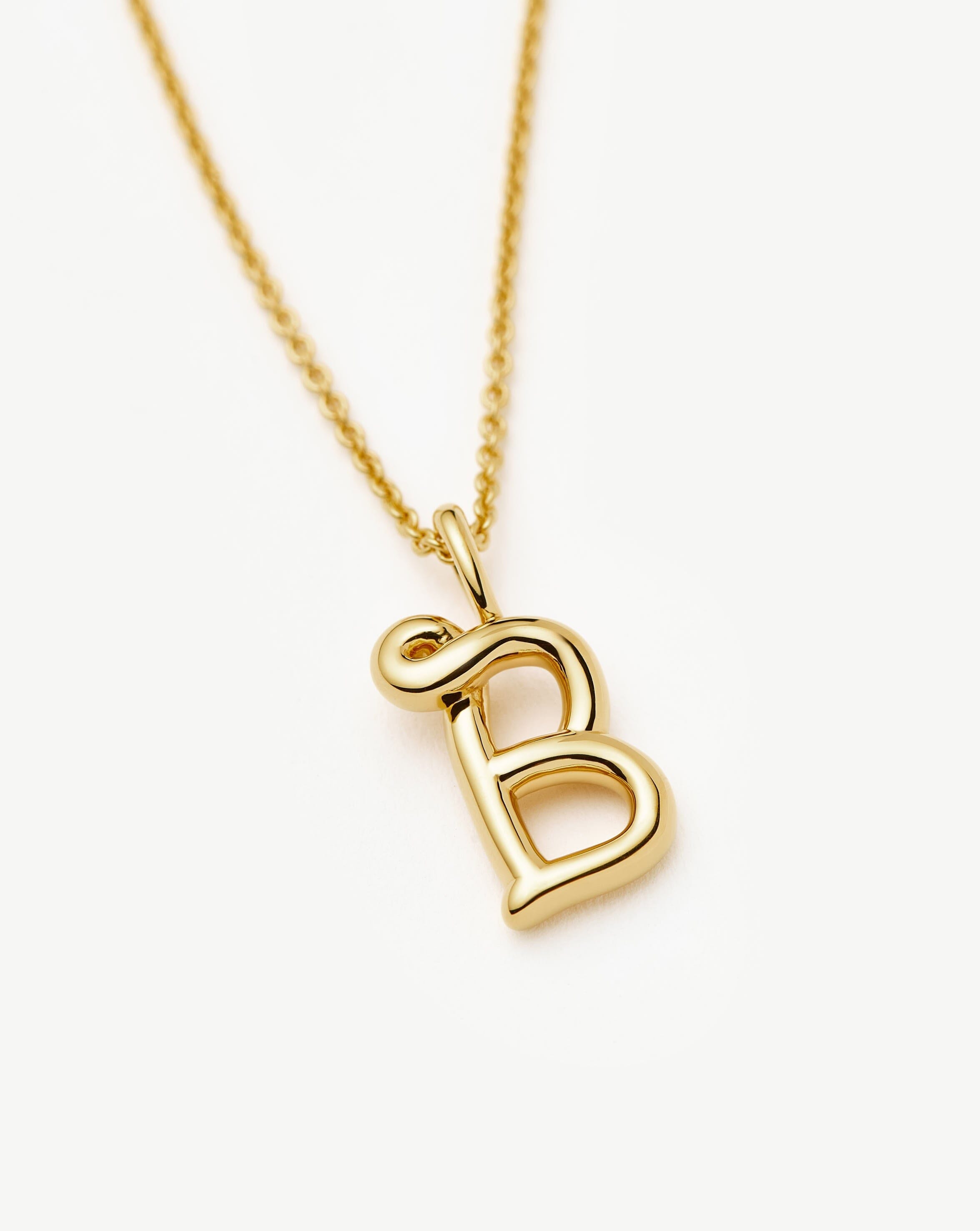 Curly Molten Mini Initial Necklace - 18k Gold Vermeil Personalized Jewelry for Women | Elegant Gift for Birthday, Anniversary & Valentine's Day