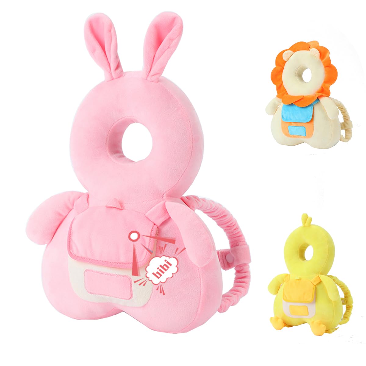 Baby Head Protector Safety Pad for Toddler Walkers - Soft Infant Head Protection Backpack Cushion with Talking Feature (Pink Bunny Design) - Prevent Head Injuries While Learning to Walk, Crawling & Playing