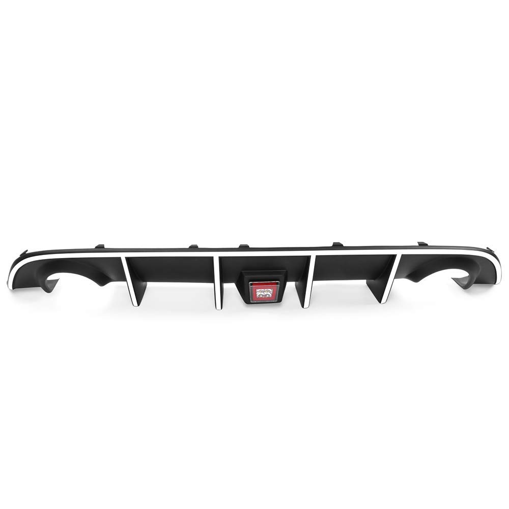 IKON MOTORSPORTS Rear Bumper Lip Diffuser with LED Brake Light & Reflective Tape - Compatible with 2015-2023 Dodge Charger SRT | Aggressive Style Upgrade for Street Racing & Car Shows