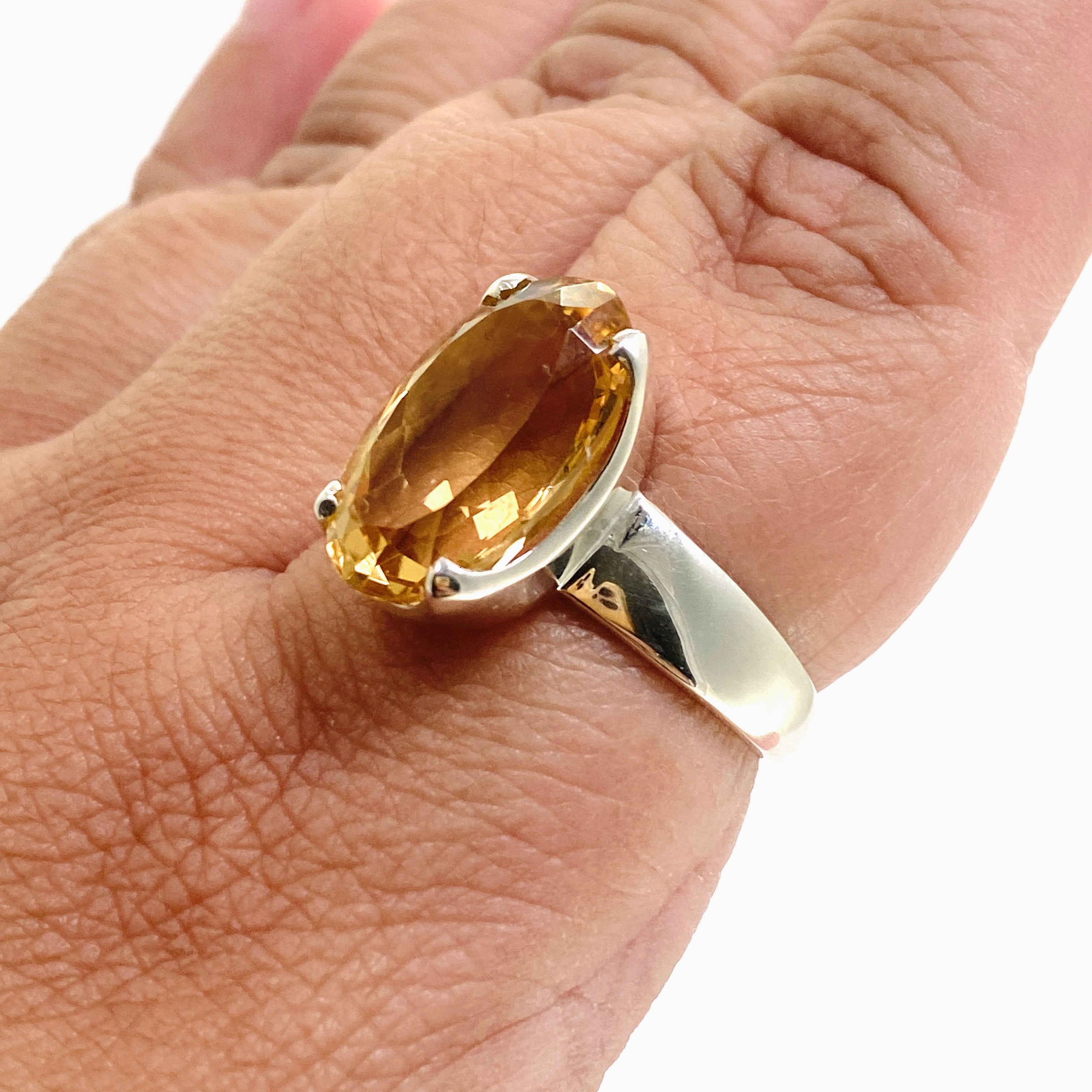 Natural Citrine Oval Faceted Ring - Size 12 PRGJ910 - Elegant Jewelry for Women, Perfect for Weddings, Parties & Special Occasions