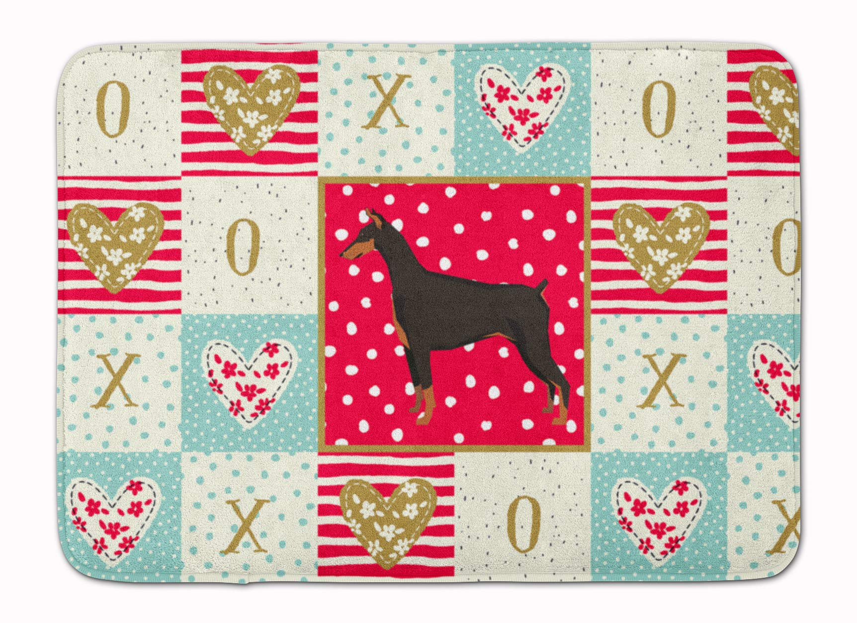 Doberman Pinscher Love Machine Washable Memory Foam Bath Mat - Non-Slip Kitchen & Bathroom Rug with Quick Dry Feature - Decorative Artwork for Home Decor - Perfect for Bathrooms, Kitchens, and Laundry Rooms