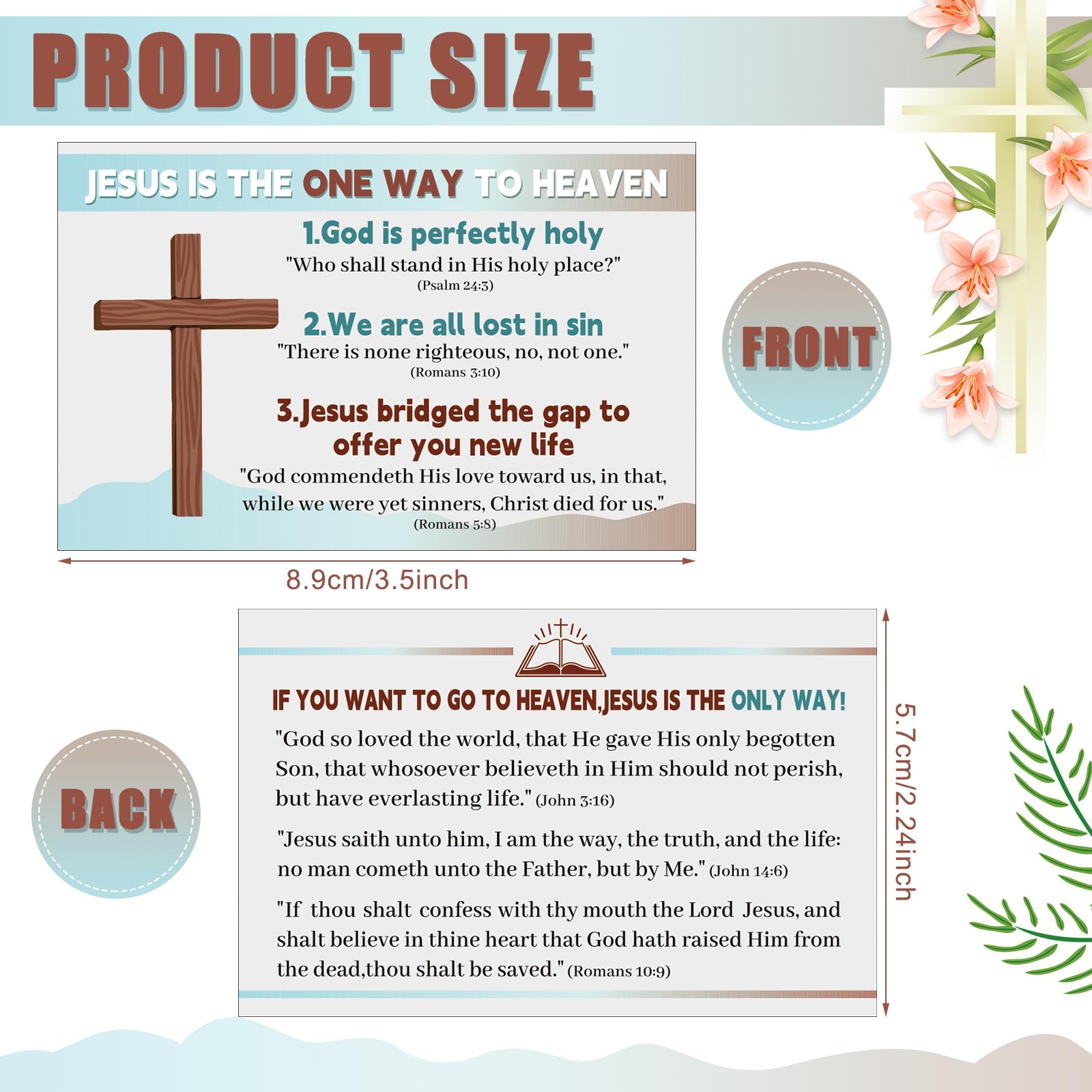 300 Pcs Gospel Tract Cards - Plan of Salvation Bible Tracts, Prayer Postcards & Christian Bookmarks Bulk Pack - Pocket Holy Cards for Women & Men - Ministering Tool (Jesus Is The One Way) - Perfect for Church Outreach, Bible Study & Christian Gifts