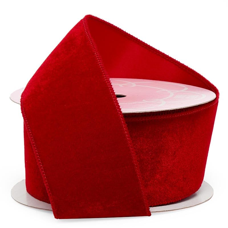 Premium Red Velvet Wired Ribbon 2.5