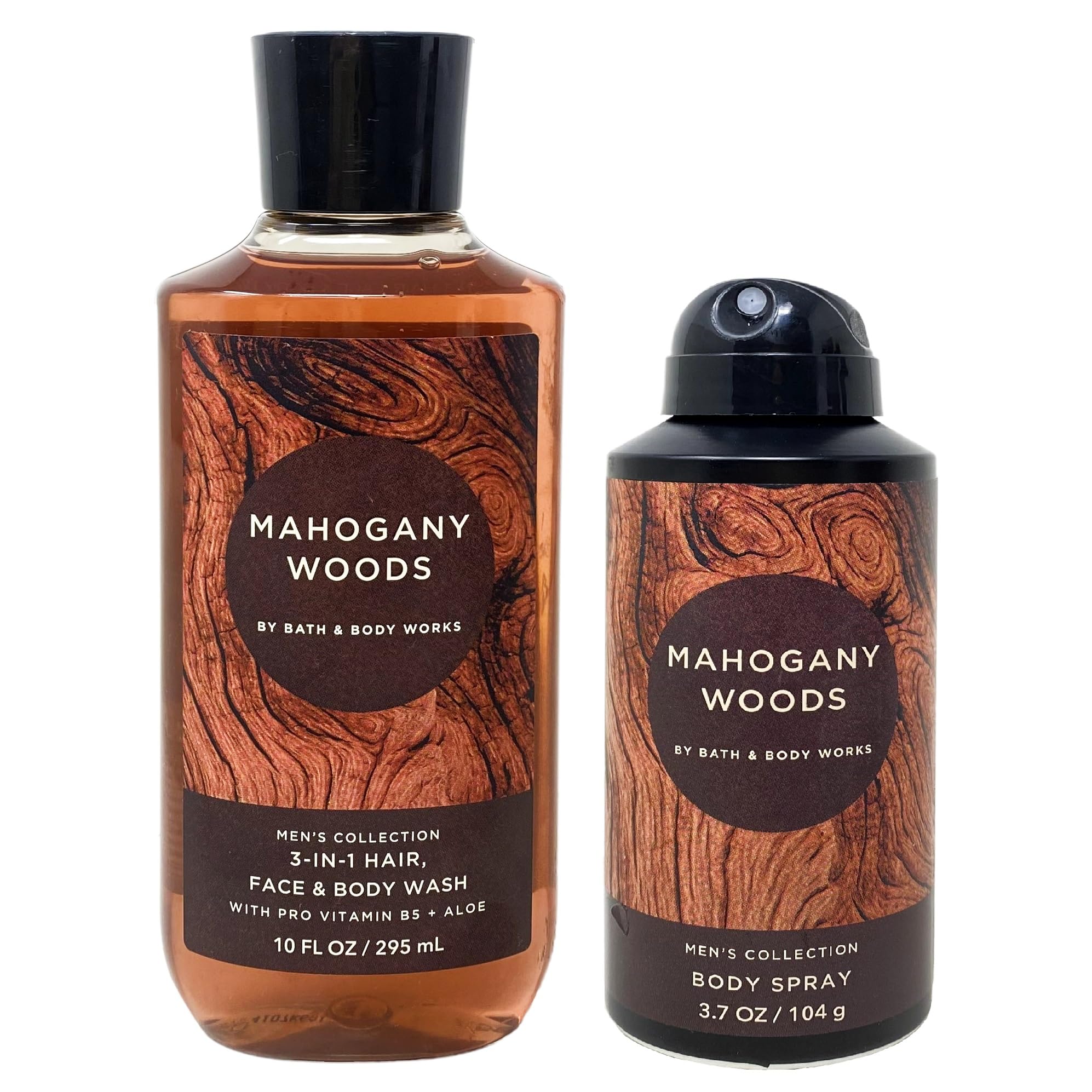 **Mahogany Woods 3-in-1 Hair, Face & Body Wash & Body Spray Set for Men – Full Size Bath & Body Gift Set – Fresh & Woody Scent – Perfect for Shower, Gym & Travel**