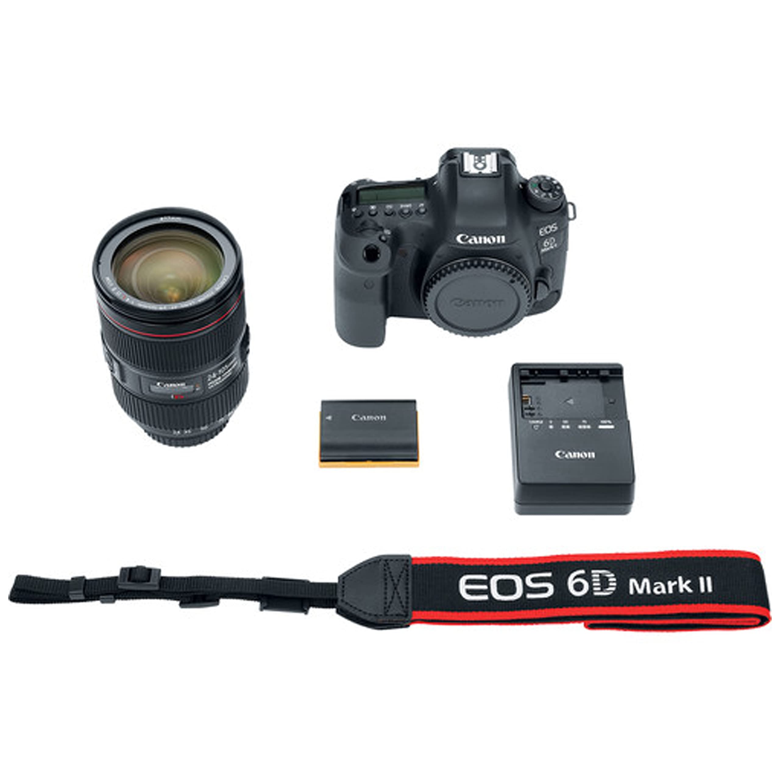 Canon EOS 6D Mark II DSLR Camera with EF 24-105mm f/4L IS II USM Lens Kit - 128GB Memory Card, Camera Case, Tripod & 34pc Filter Bundle (Renewed) - Perfect for Professional Photography, Travel & Vlogging