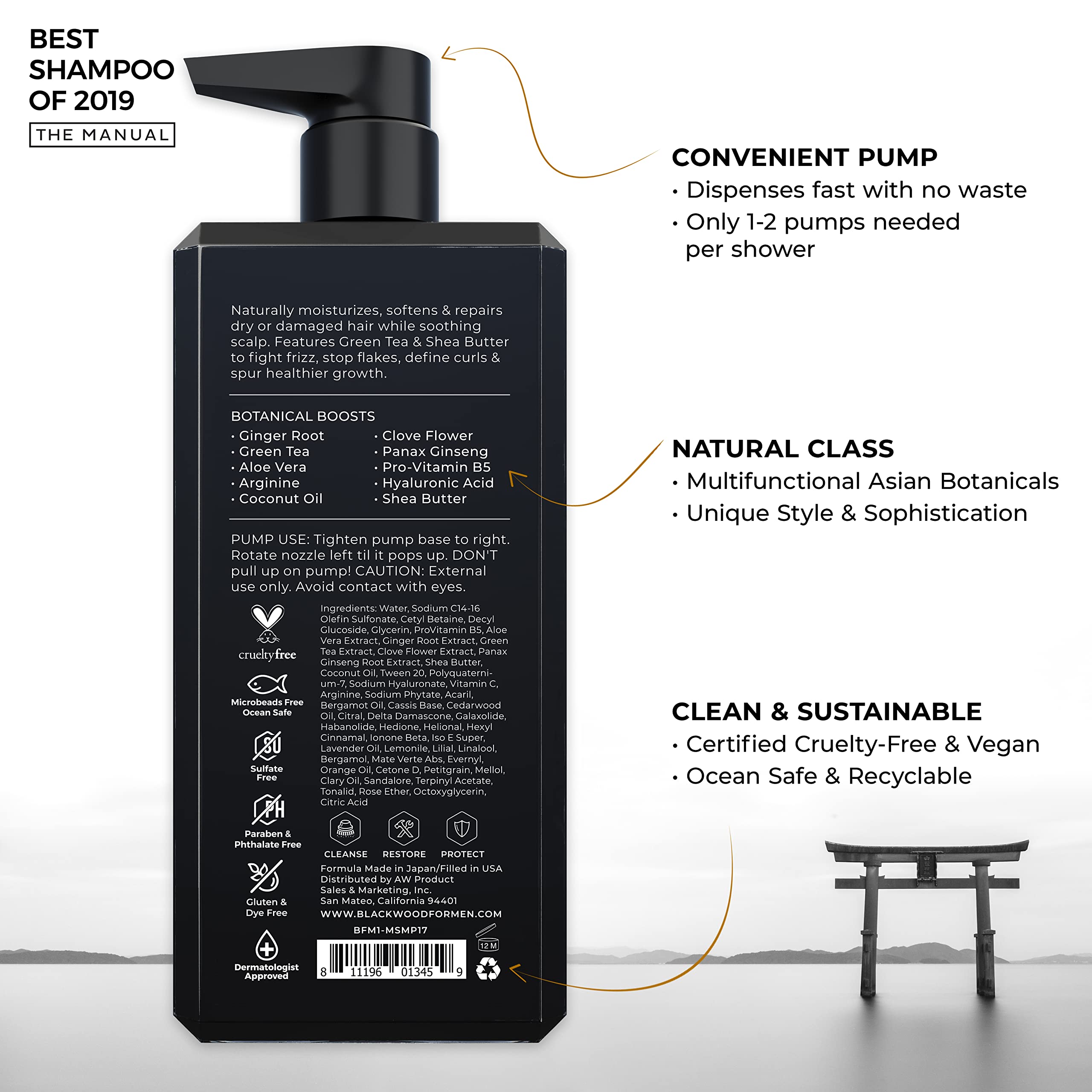 Blackwood For Men Hair Care Bundle - Hydroblast Moisturizing Shampoo (17 oz) & Conditioner (4.59 oz) with Scalp Massager | Hydrating Hair Treatment for Dry Scalp & Damaged Hair | Perfect for Daily Shower & Salon-Quality Results at Home