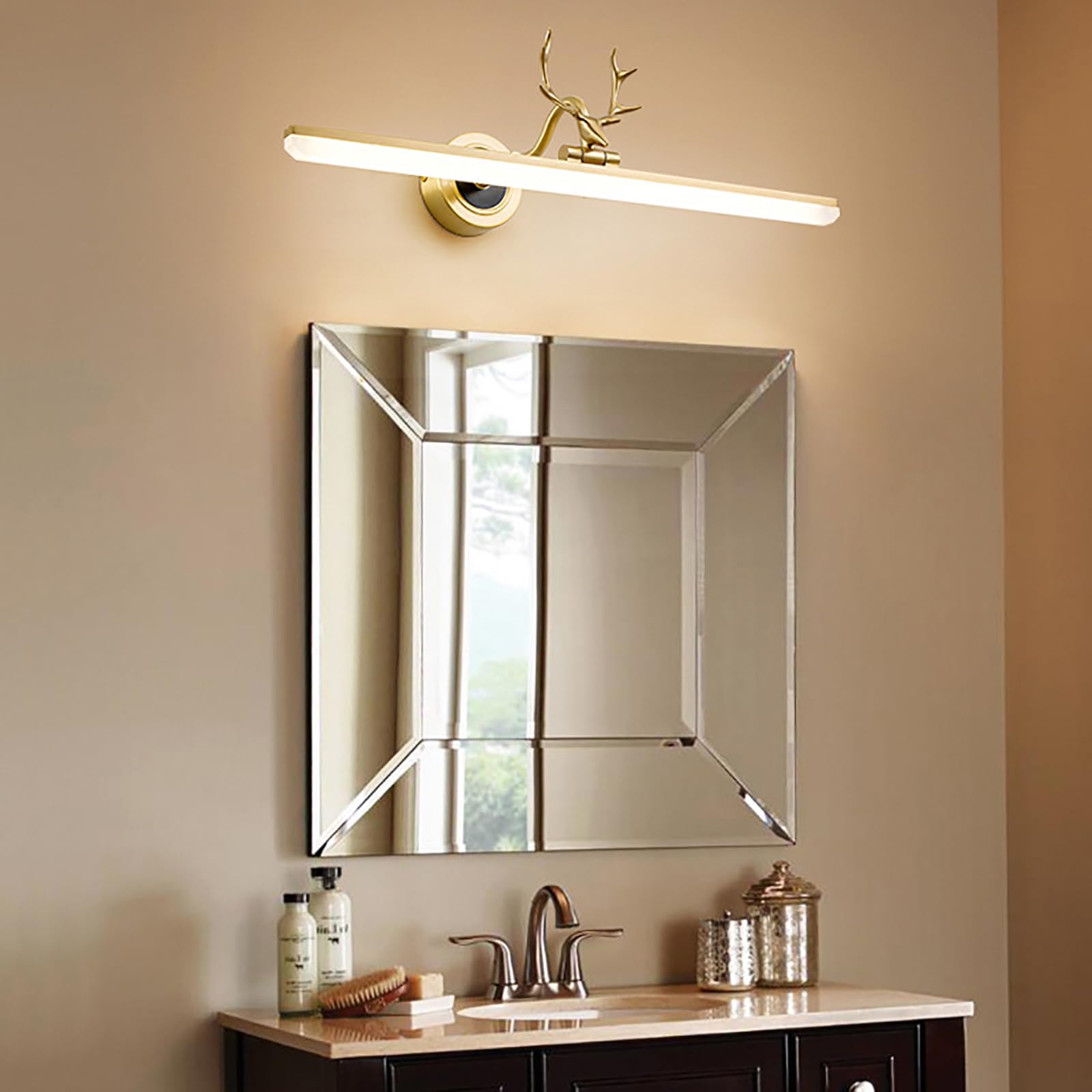 Modern Copper Vanity Light - Rotatable LED Bathroom Sconce for Dressing Table (100cm, Gold) - Perfect for Bathroom Makeup Area