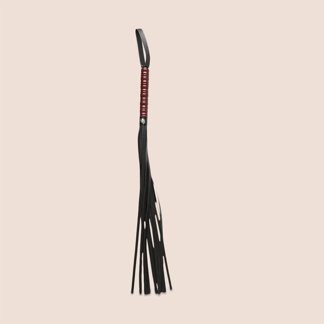 Sex & Mischief Mahogany Flogger with Wooden Handle - Premium BDSM Toy for Sensual Play & Spanking Scenes
