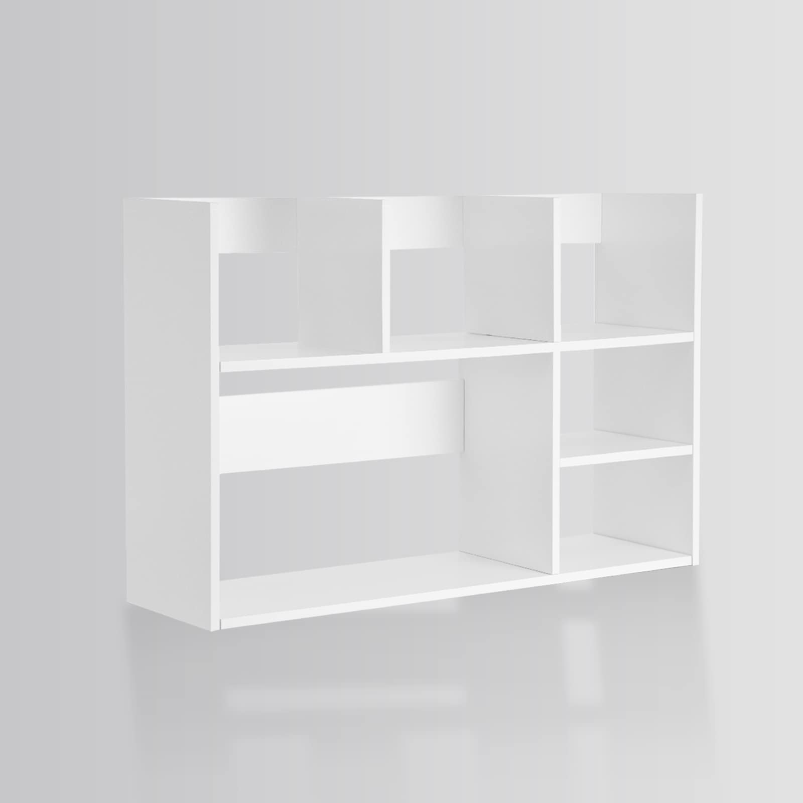 Wooden Desktop Organizer Shelf for Office & Home - DIY Storage Solution for Books, Supplies & Stationery - Perfect for Workspace, Study & Home Office Organization - White