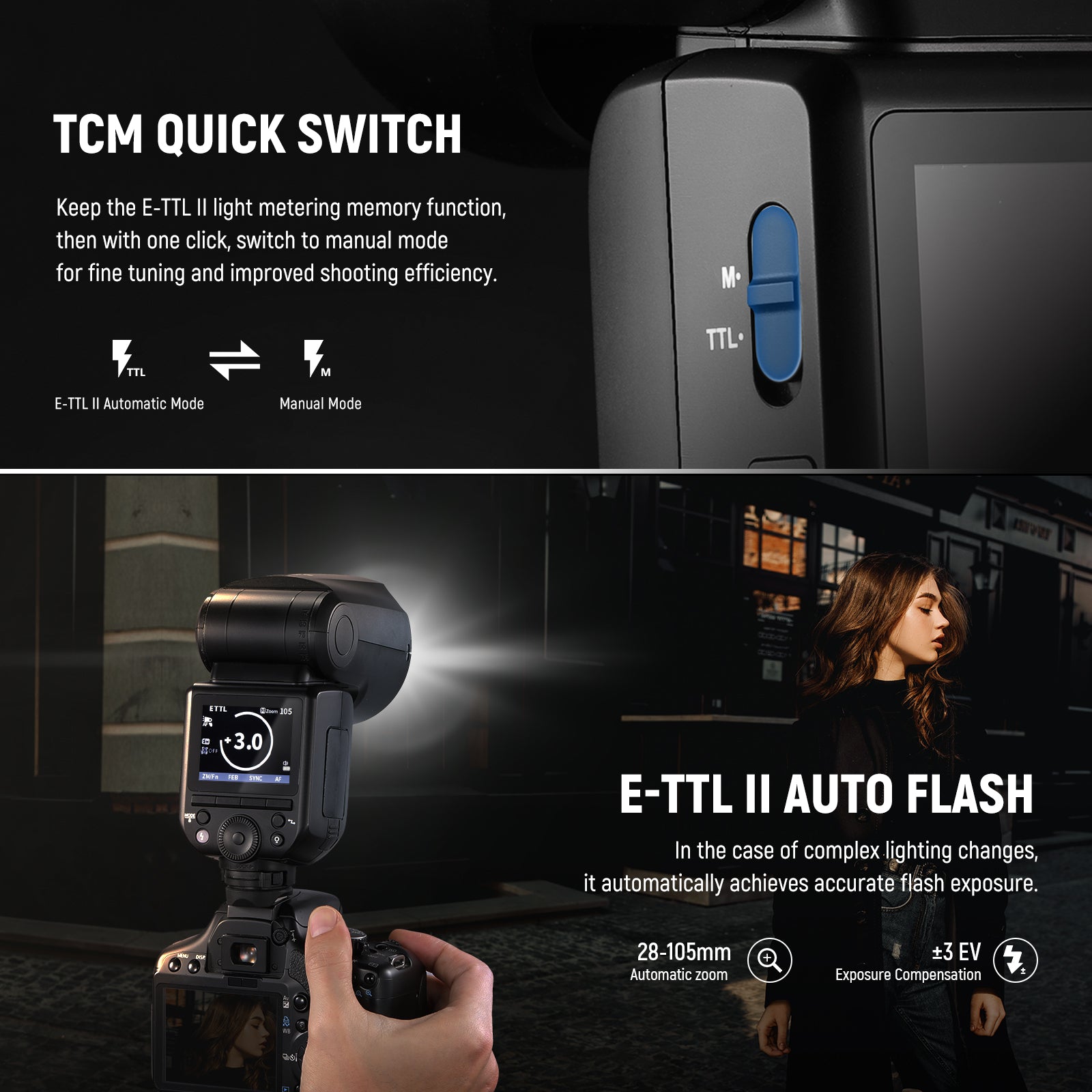 NEEWER Z2 C TTL Round Head Flash Speedlite for Canon - Professional Photography Lighting for Portraits, Weddings & Events
