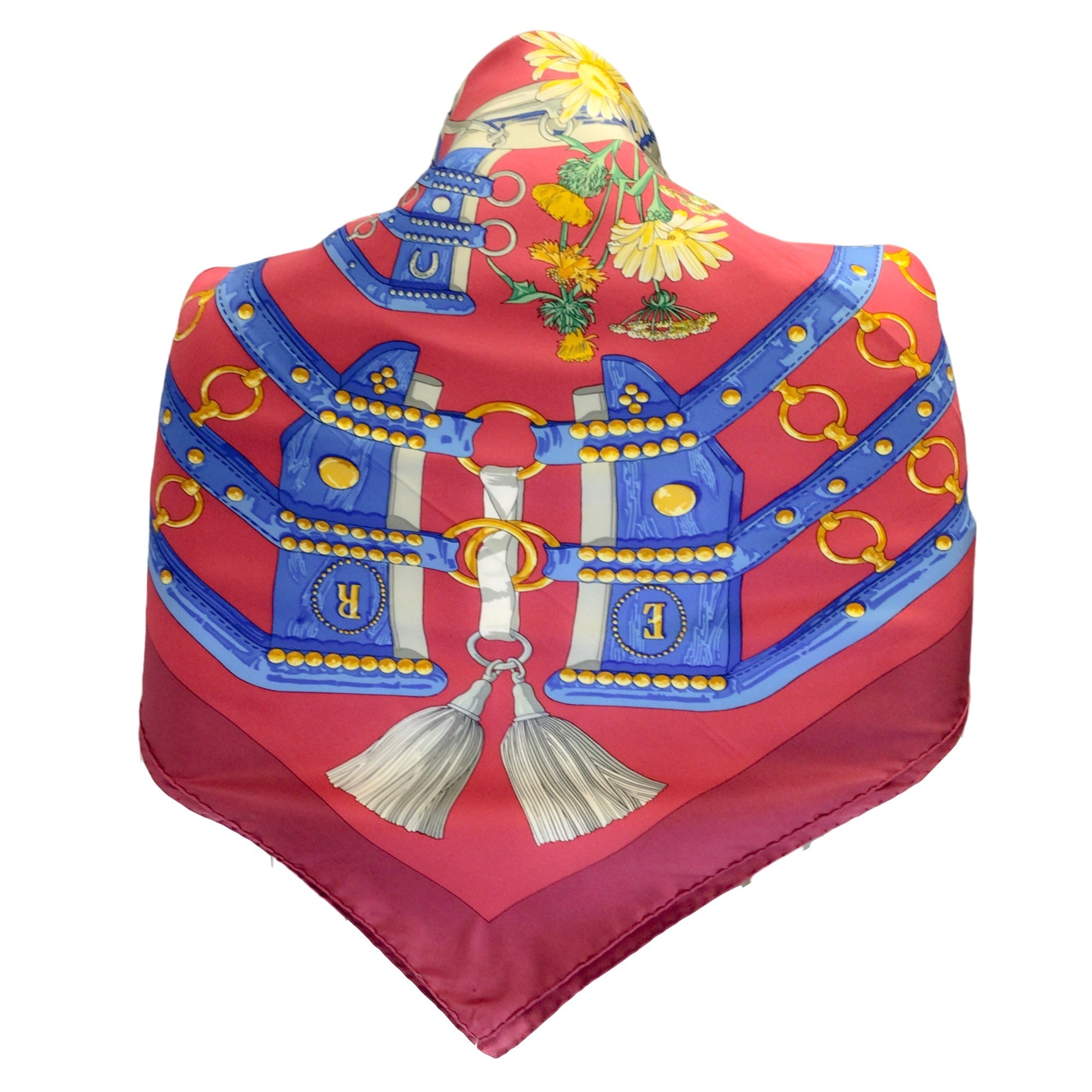 Hermes Red & Blue Multi Aux Champs Square Silk Twill Scarf - Luxury Fashion Accessory for Women, Perfect for Gifts, Parties & Special Occasions