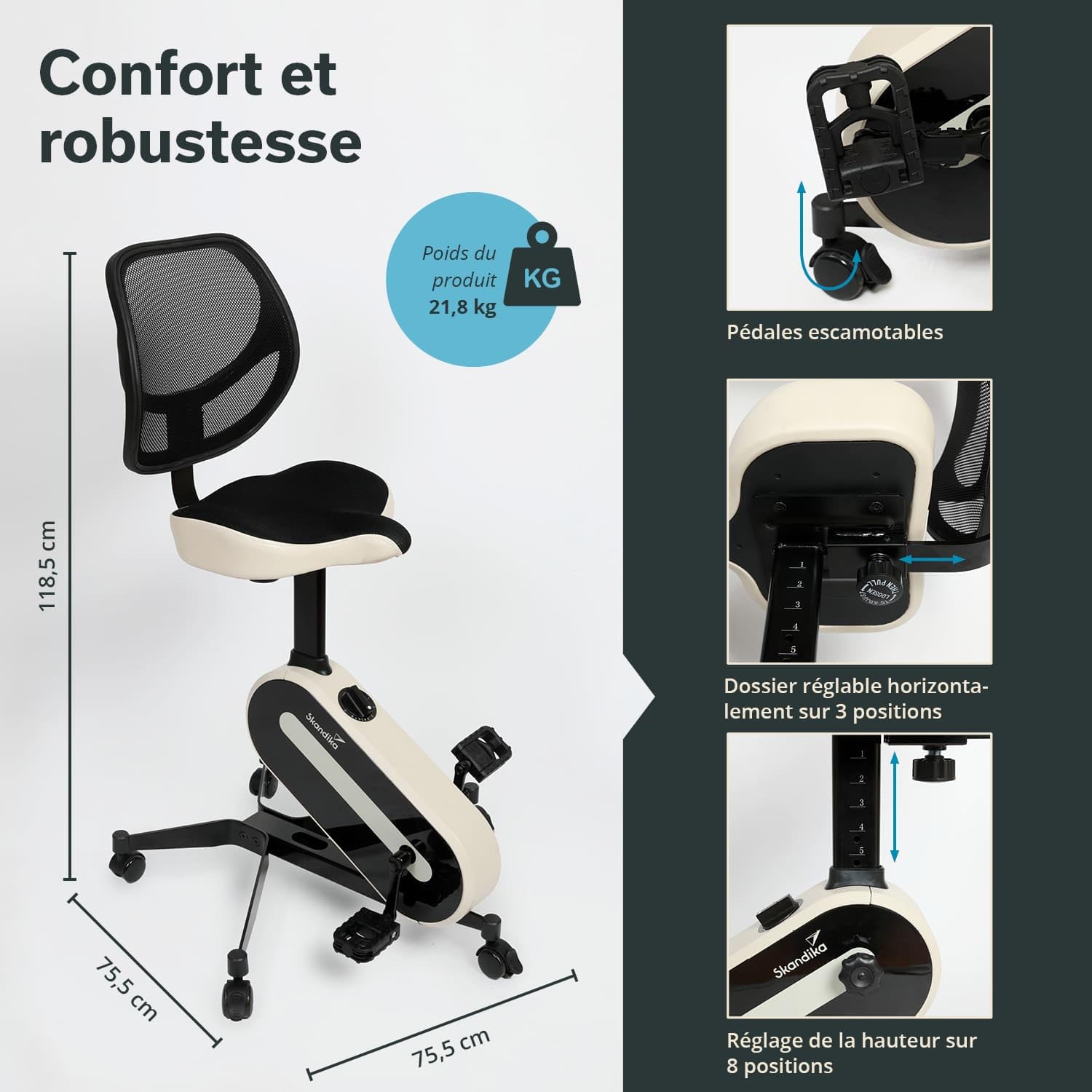 Skandika Mini Exercise Bike for Arms and Legs - Compact Home & Office Pedal Trainer with LCD Display, 8 Resistance Levels, Magnetic Brake - Supports Up to 110kg - Perfect for Under Desk Workouts, Physical Therapy & Small Space Fitness