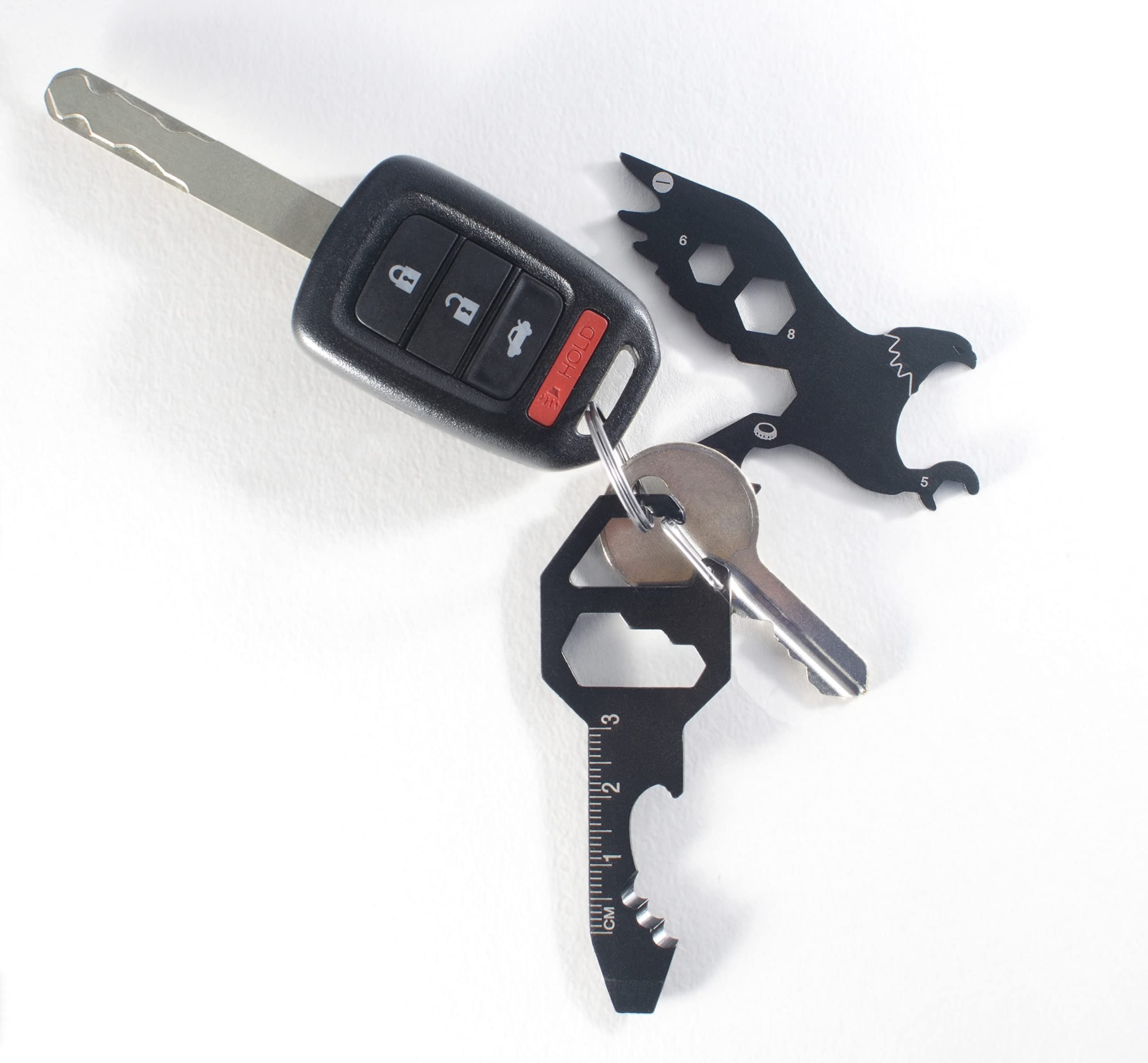 PMR-EXPORTS | 2-Pack Eagle & Key Multitool Keychain Set - Compact 5-in-1 Survival Tool for Men, Women, Teens - Charcoal Gray (5x5x0.25 in) - Perfect for EDC, Outdoor Adventures, Emergency Preparedness & Self Defense