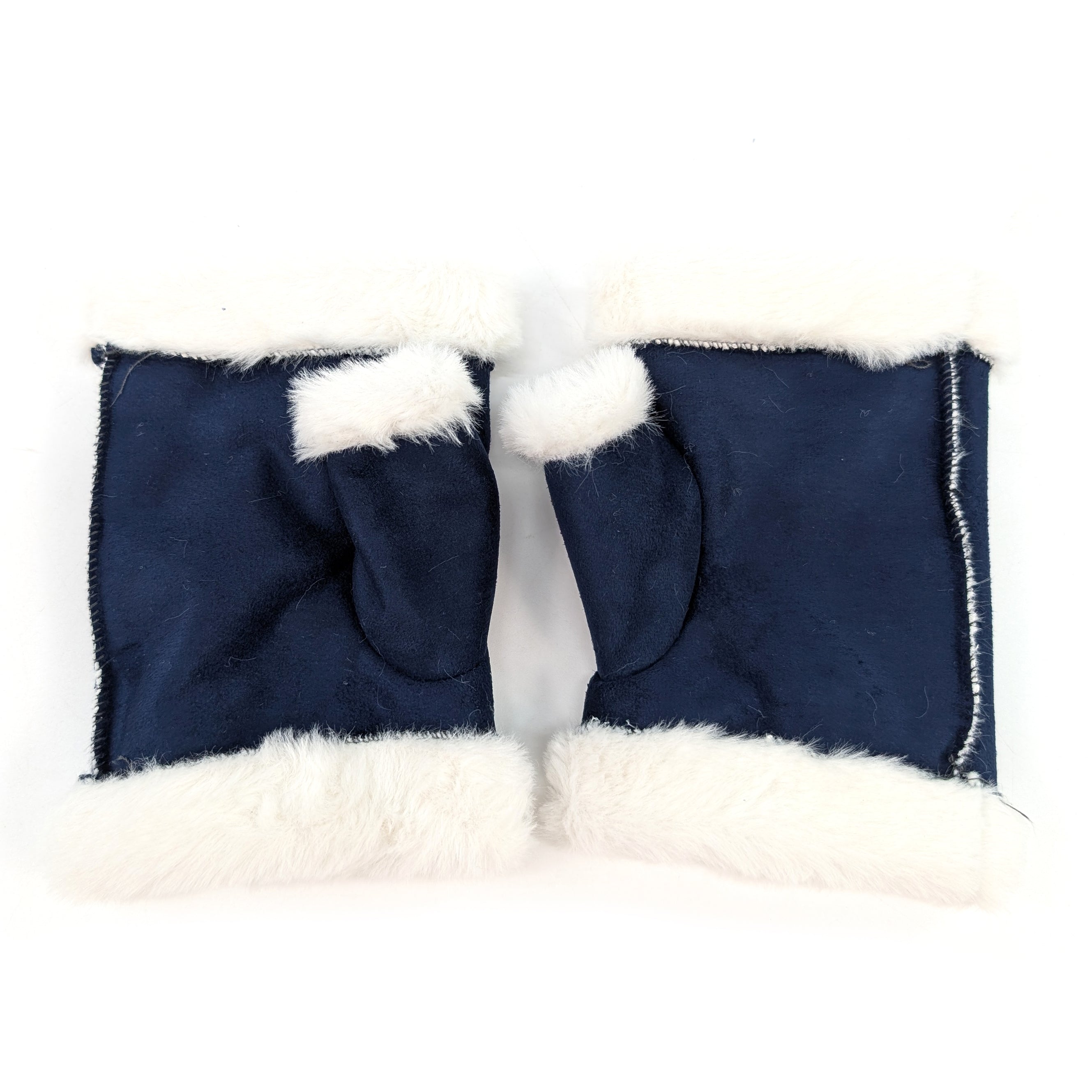 Sheepskin Fingerless Gloves for Women & Men - Soft Warm Winter Gloves, Navy Blue - Perfect for Driving, Typing & Outdoor Activities