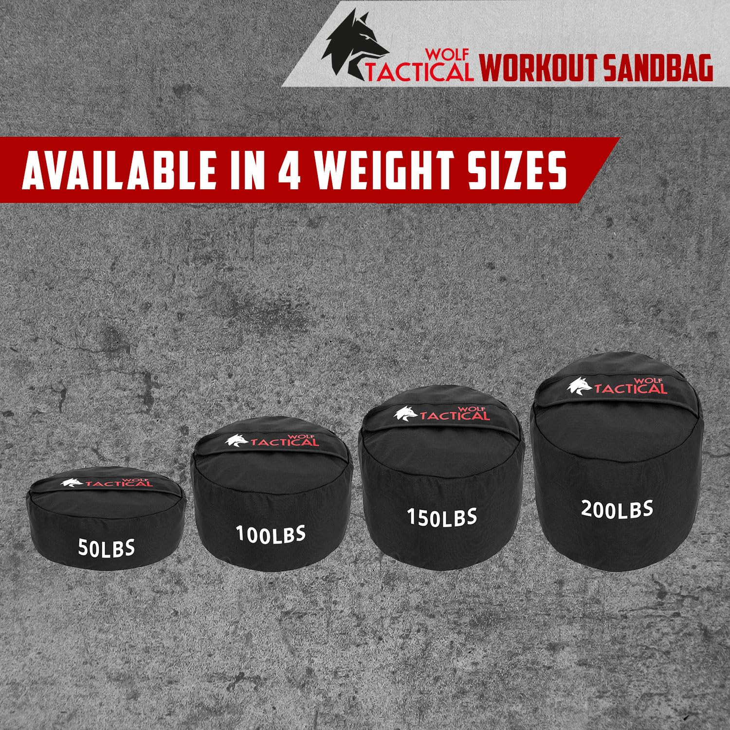 WOLF TACTICAL Sandbag Workout Bag - Heavy Duty Training Sand Bags for Weightlifting, CrossFit & Functional Fitness - Perfect for Home Gym, Outdoor Workouts & Military Training