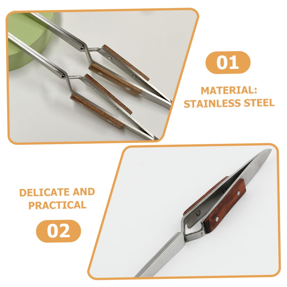 FOMIYES 2Pcs Professional Stainless Steel Nail Clippers with Handle - Nail Shaping & Pinching Tweezers for Manicure, Gel Nails & Nail Art - Perfect for Salon, Home Use & DIY Nail Care