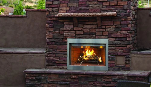 36 Inch Outdoor Wood Burning Fireplace - Rustic Paneled Design for Patio, Garden & Backyard - Heavy Duty WRE3036 for Cozy Gatherings & Ambiance