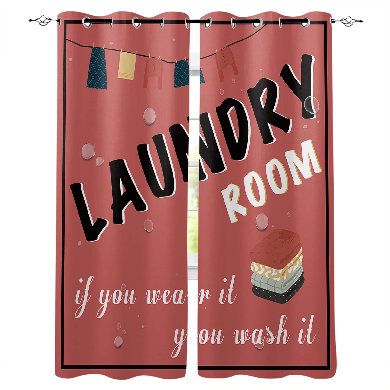 Blackout Curtains 52x90 Inches - Thermal Insulated Room Darkening Window Drapes for Bedroom & Laundry Room - 2-Panel Set with Grommets for Light Blocking & Energy Efficiency