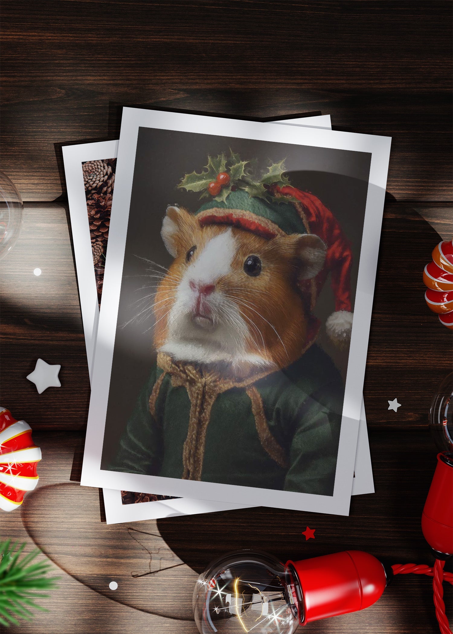 Hamster Portrait A6 Christmas Greeting Card - Cute Holiday Card for Pet Lovers, Festive Season Wishes, Perfect for Gifts & Holiday Decorations