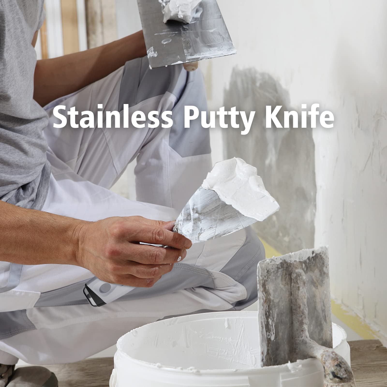 6 Inch Stainless Steel Putty Knife Scraper Tool with Hammer End - Professional Woodworking & Paint Removal Tool for DIY Projects, Home Renovation, and Wall Repair