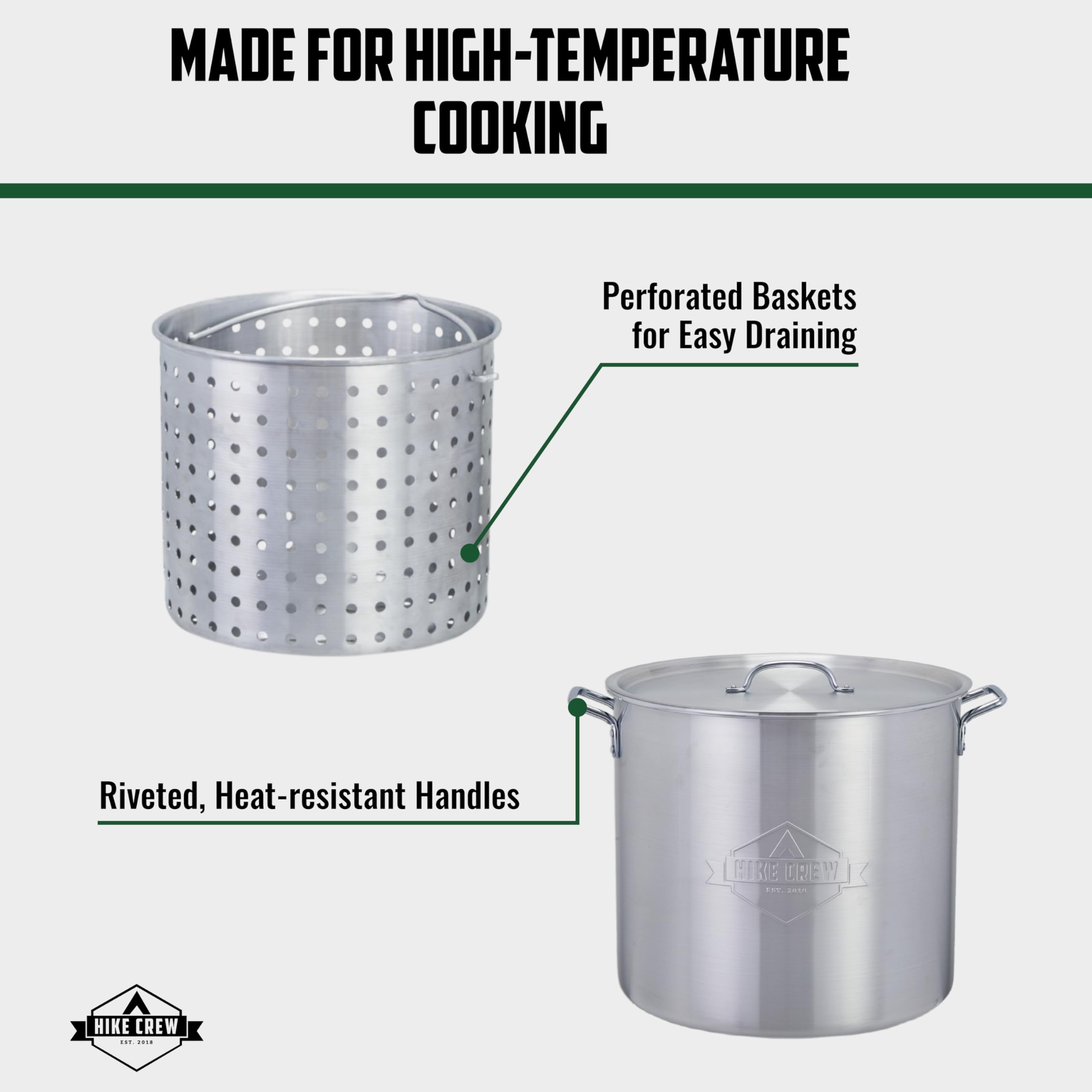 Hike Crew 60QT Outdoor Boiling Kit with Igniter | 110,000 BTU High-Power Seafood Boiler Set for Steaming, Cooking Fish, Crawfish, Crab, Shrimp & Clams | Includes Pot, Lid, Strainer, Burner Stand & Storage Cover | Perfect for Backyard Parties, Camping & Beach Cookouts