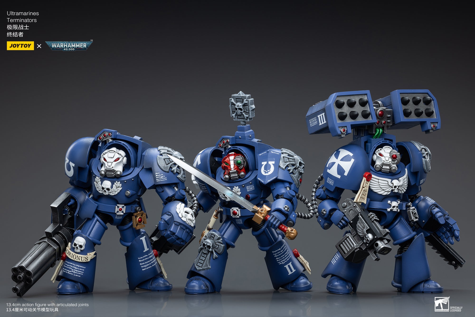 JOYTOY 1/18 Scale Warhammer 40K Ultramarines Terminators Action Figure Set (3-Pack) - Highly Detailed Collectible Miniatures for Tabletop Gaming & Display