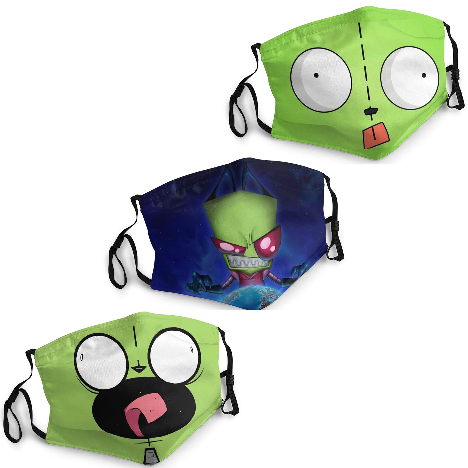 Invader Zim Face Mask with Activated Carbon Filter - Washable & Reusable Dust Protection for Cosplay, Conventions, and Outdoor Activities