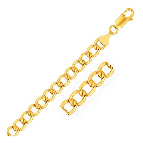 6.2mm 14k Yellow Gold Curb Chain Necklace - 22 Inch Solid Gold Cuban Link Chain for Men & Women - Perfect for Layering, Gifts & Everyday Wear