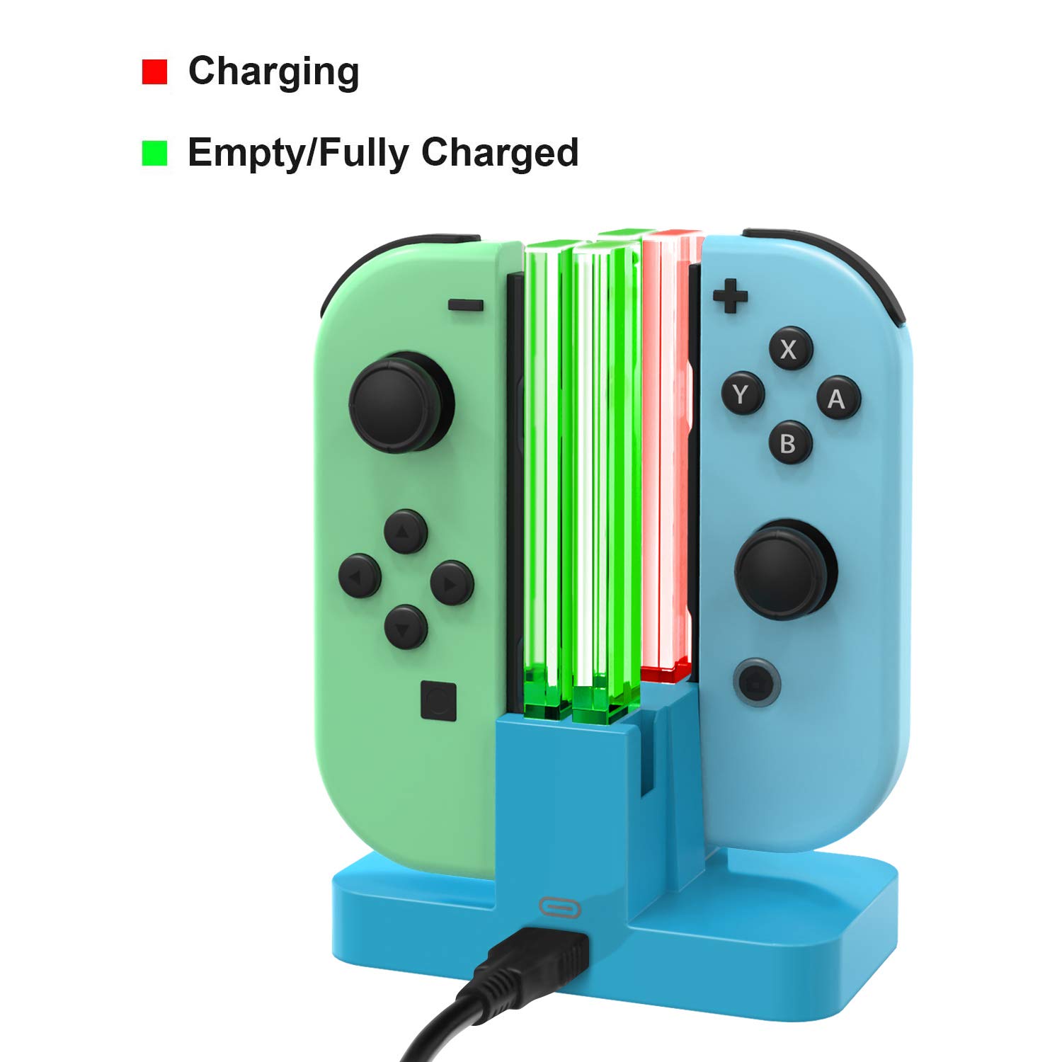 Nintendo Switch & Switch OLED Joy-Con Charging Dock Replacement with USB Type-C Cable - Blue | Fast Charging Station for Nintendo Switch Controllers | Perfect for Gaming Sessions & Multiplayer Setups