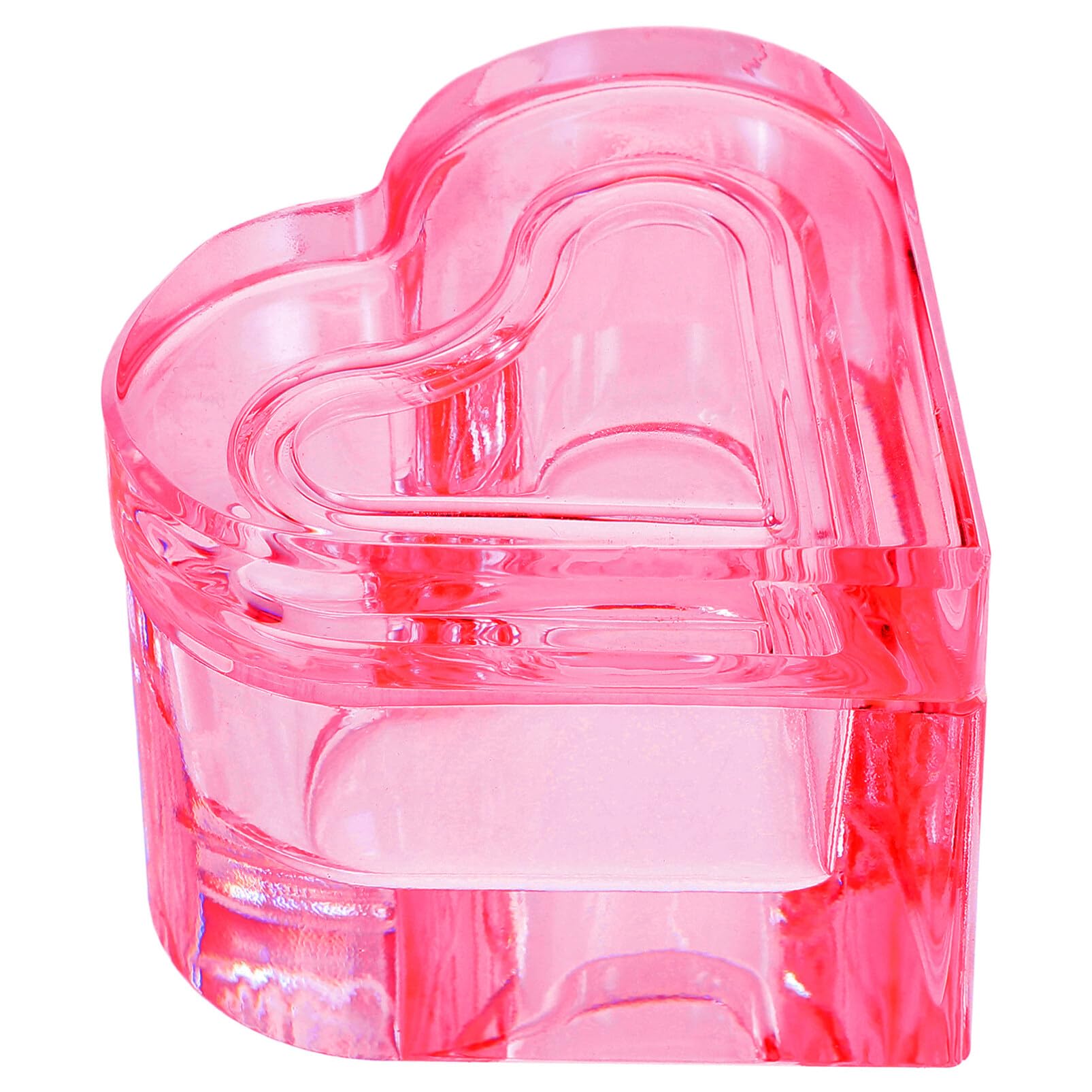 2 Pcs Heart-Shaped Nail Art Glass Dappen Dish with Lid - Clear Nail Dipping Jars & Liquid Containers for Acrylic Nails, Gel Polish - Perfect for Salon, Home Manicure & DIY Nail Art (Pink)