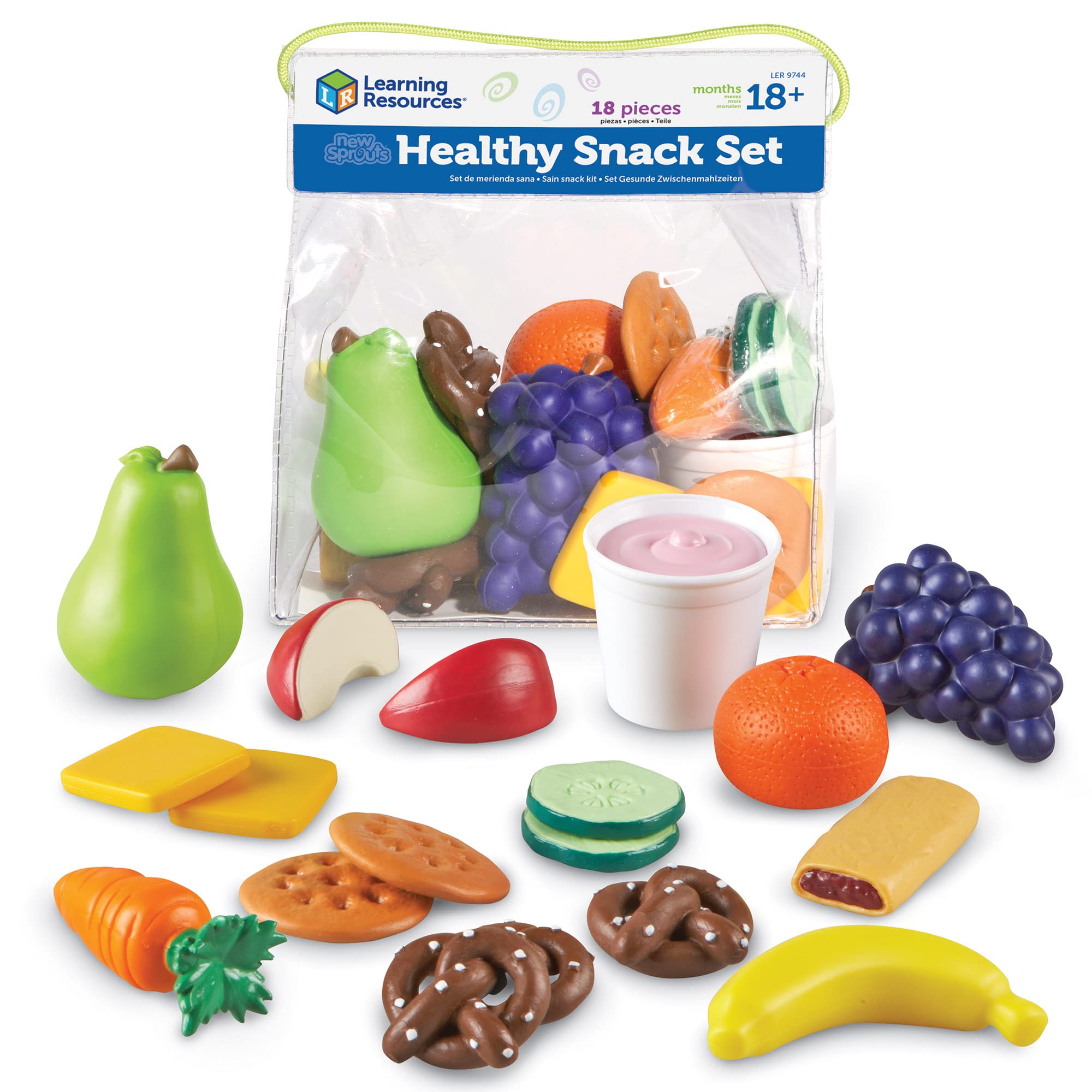 Learning Resources New Sprouts Healthy Snack Set - 18+ Months Pretend Play Food for Toddlers, Preschool Learning & Kitchen Play Toys - Perfect for Role-Playing, Early Childhood Development & Social Skills Practice
