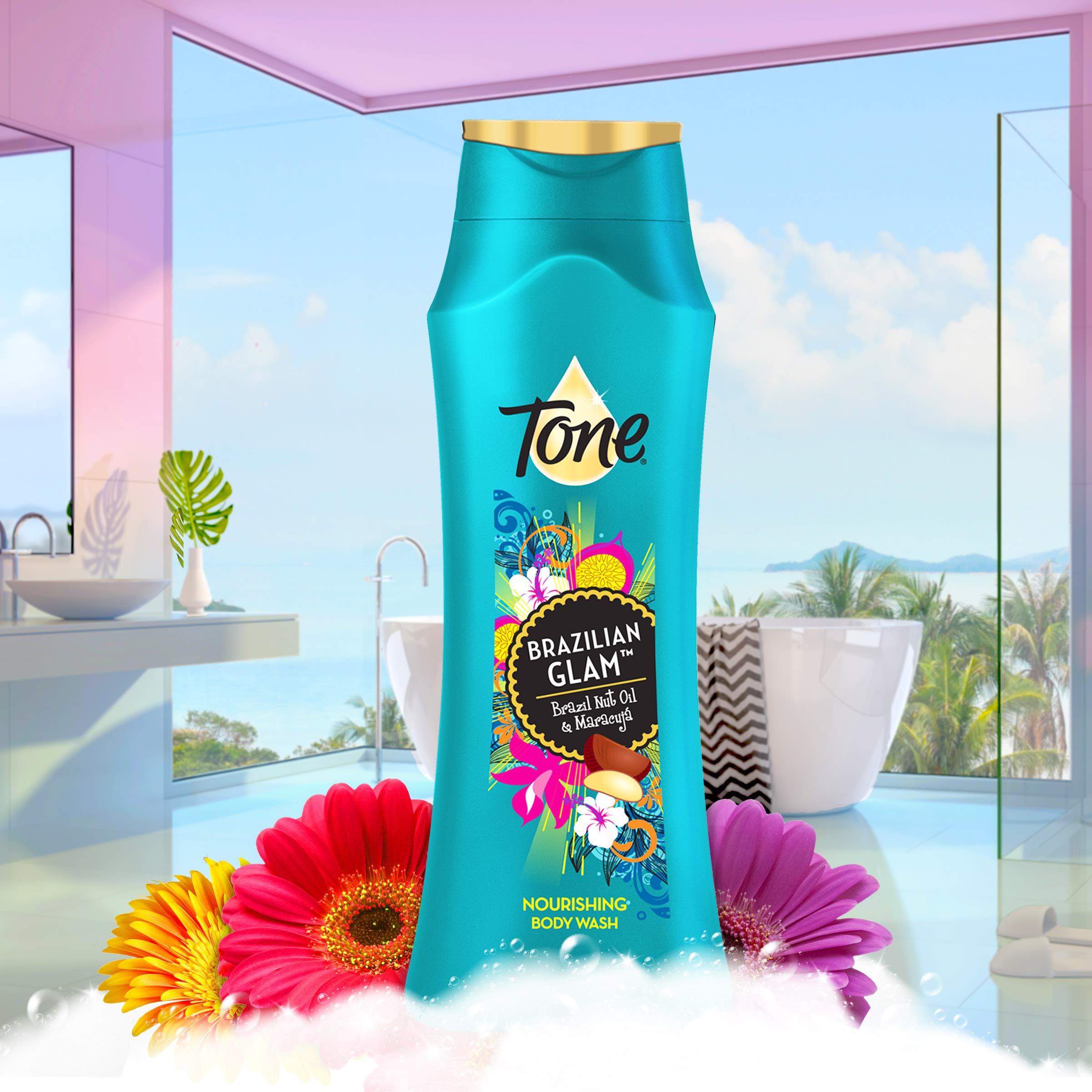 Brazilian Glam Tone Body Wash - 16 fl oz | Moisturizing & Exfoliating for Smooth Skin | Perfect for Shower & Spa Days