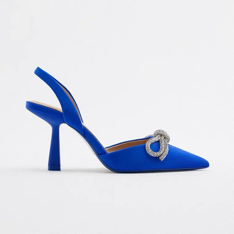 Blue Women's Mueller Pointed Toe Bow Heeled Sandals - Sexy Summer Fashion High Heels for Women | Perfect for Weddings, Parties & Date Nights