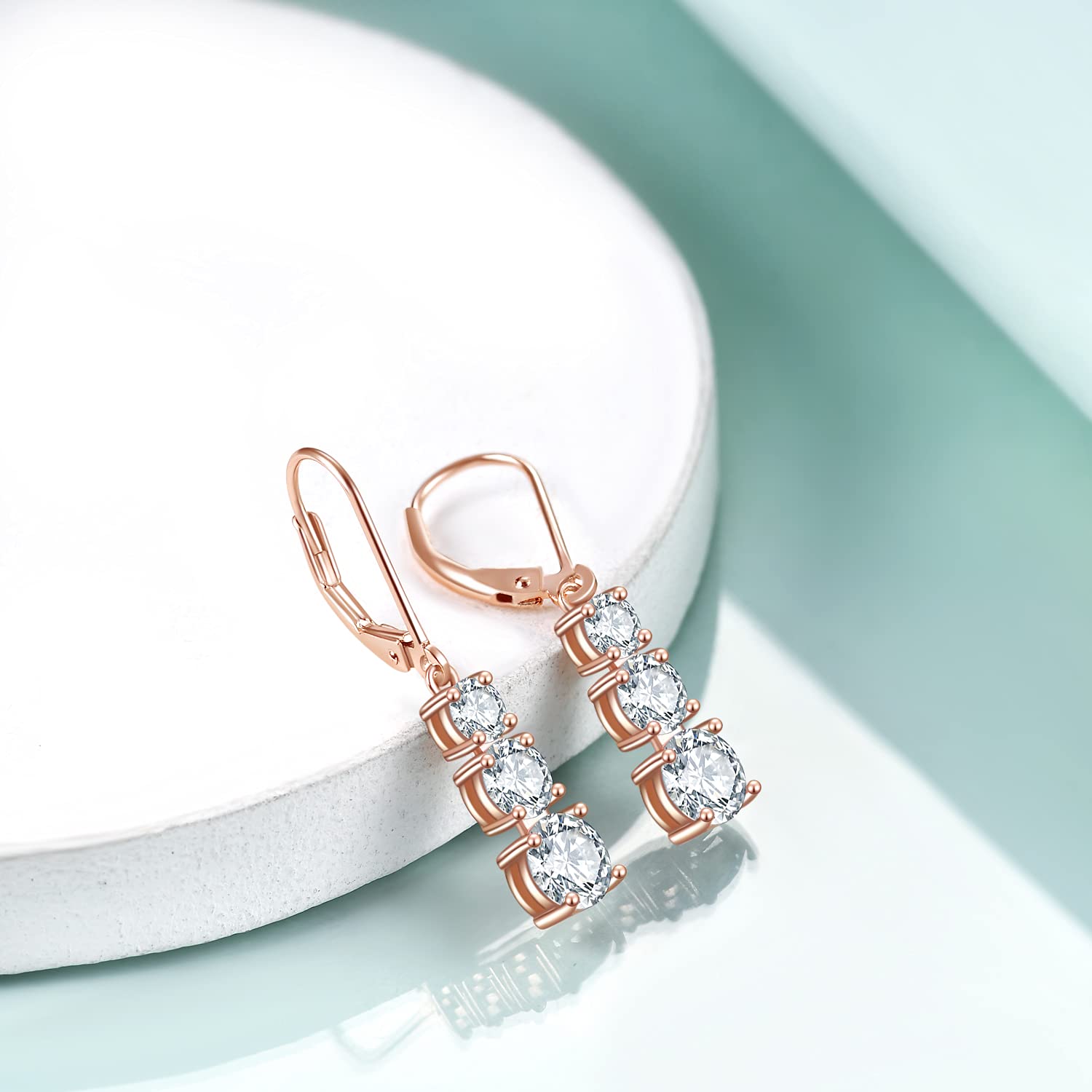 925 Sterling Silver Cubic Zirconia Leverback Drop Earrings for Women | Elegant CZ Dangle Earrings | Perfect for Weddings, Parties & Special Occasions