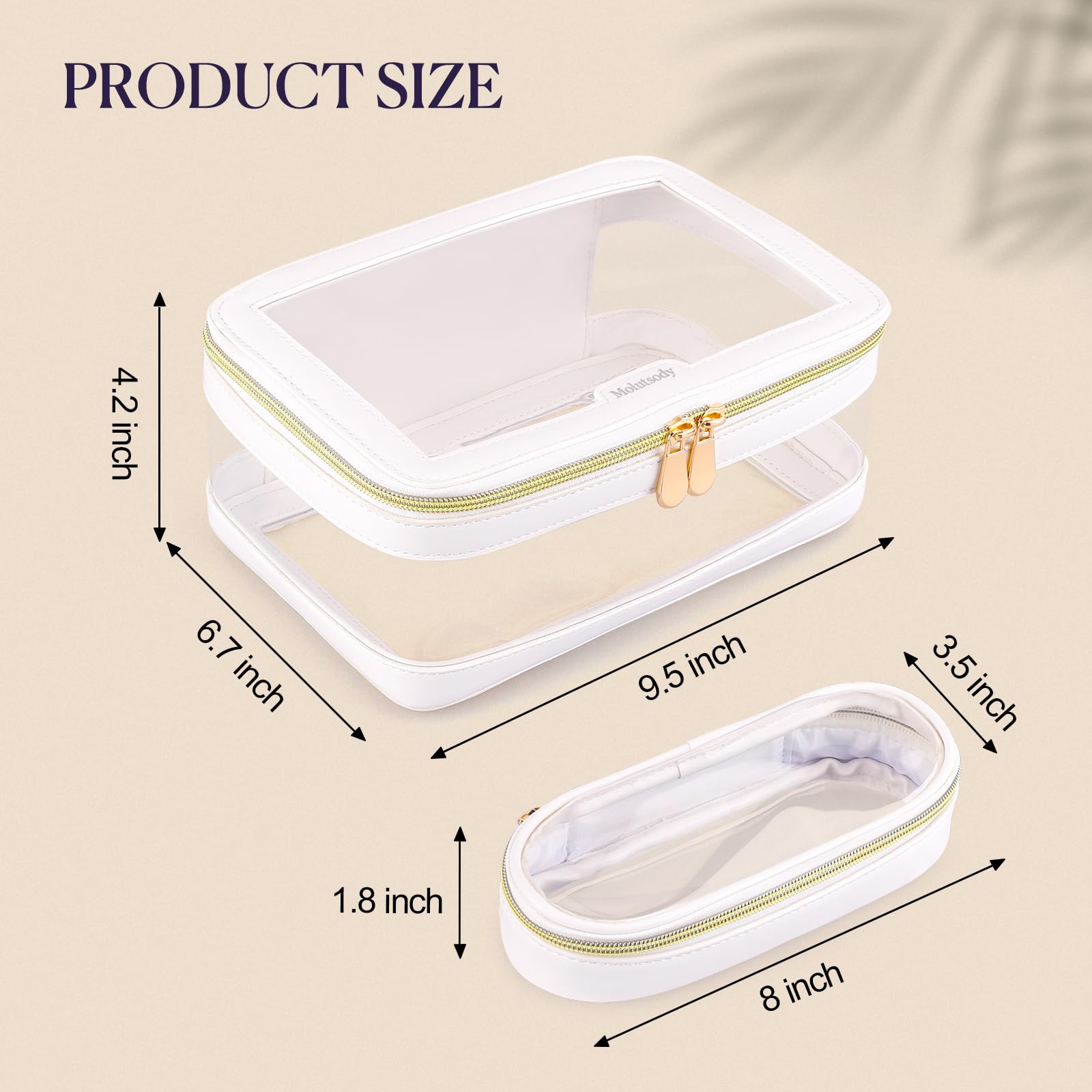 Clear Travel Makeup Bag for Women - Waterproof Cosmetic & Toiletry Organizer Case with Multiple Pockets, Portable Carry-on Essentials Storage (White) - Perfect for Airplane Travel, Gym, Beach & Daily Use