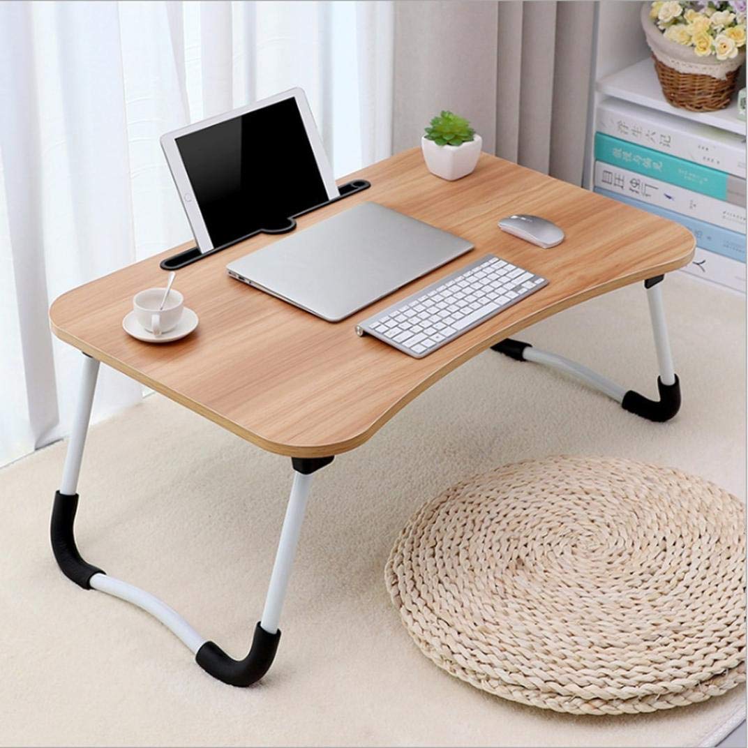 Foldable Laptop Bed Table with Phone Holder - Portable Multifunction Sofa Desk for Writing, Eating & Reading - Adjustable Lazy Tray for Bed, Couch & Office - Brown (USA Stock) | Perfect for Home Office, Dorm Room & Cozy Workspaces
