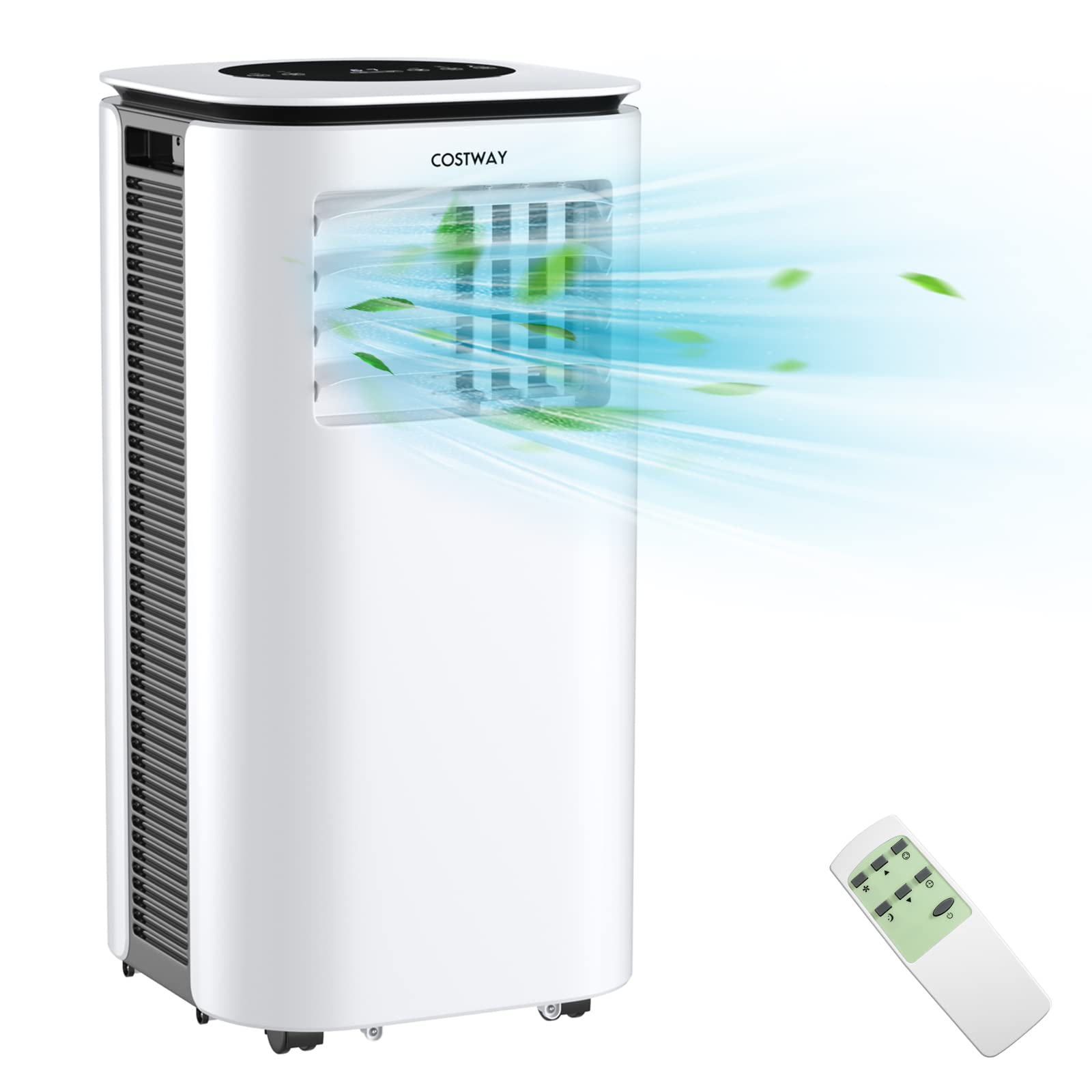 COSTWAY 9000BTU Portable Air Conditioner with Remote Control, 2 Fan Speeds & 24H Timer - Cools Rooms Up to 350 sq.ft - Includes Window Installation Kit - Perfect for Bedrooms, Offices & Small Apartments