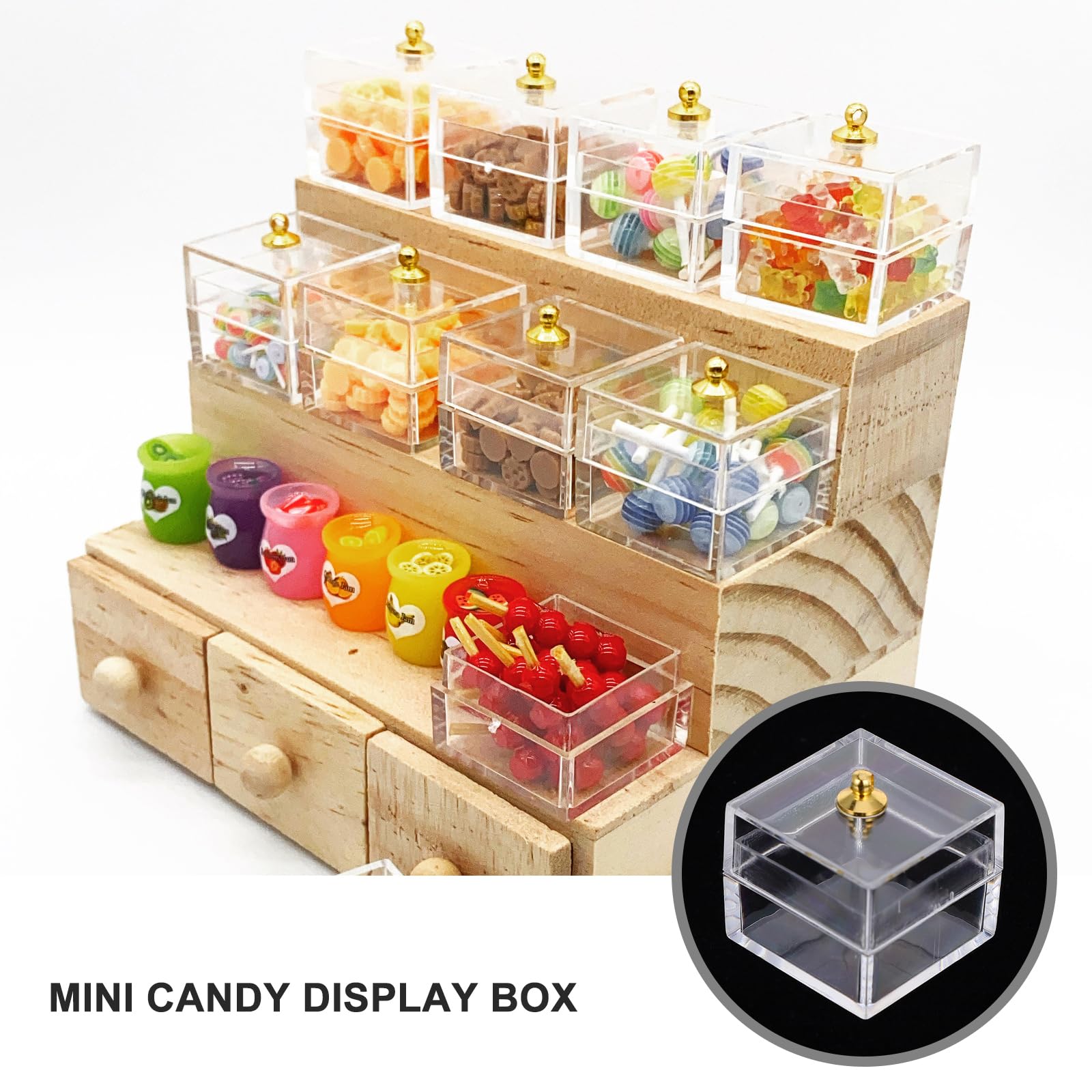 10Pcs Mini Clear Dollhouse Candy Display Boxes with Lids - Small Storage Containers for Jewelry, DIY Crafts & Miniature Organizers - Perfect for Dollhouse Displays, Candy Shops & Craft Projects