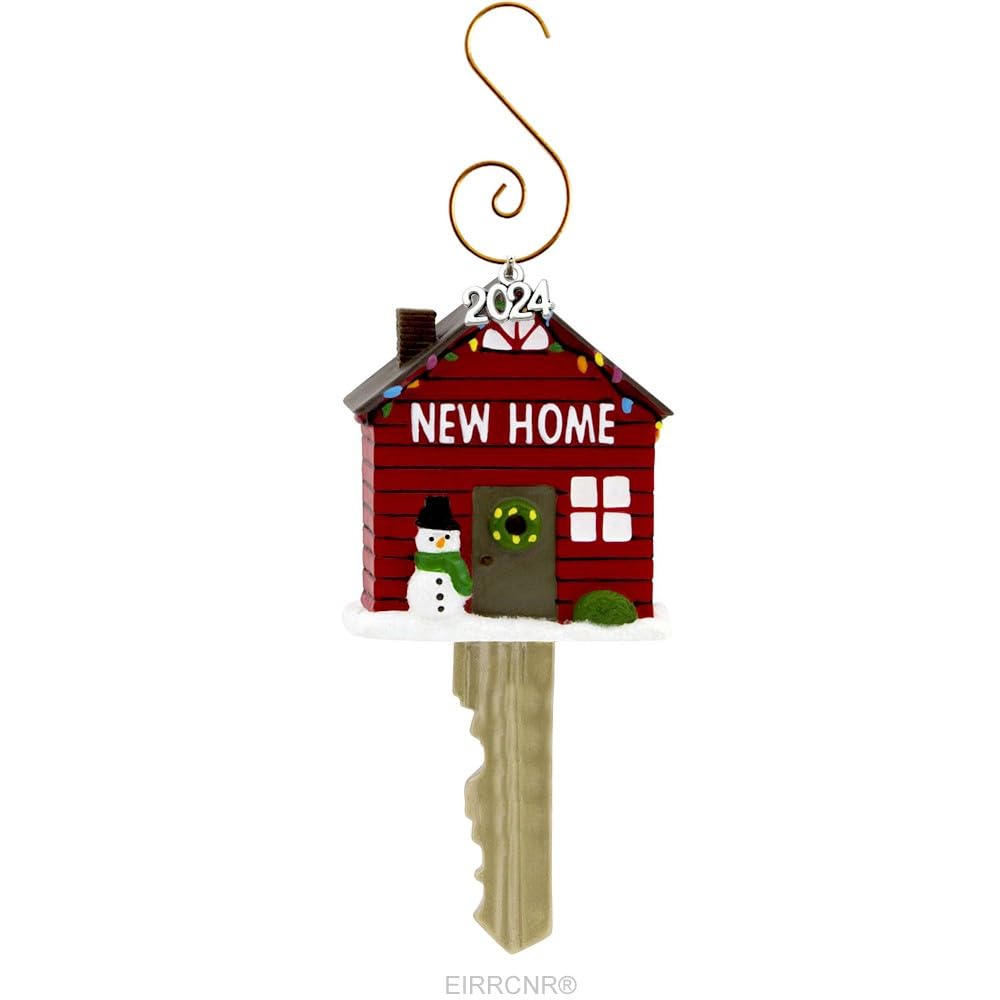 2024 Hand Painted Resin Home Key Ornament - First Home Gift, Christmas Tree Keepsake for New Homeowners, Housewarming & Moving in Together - Perfect for New House Decor, Holiday Decorations & Anniversary Gifts