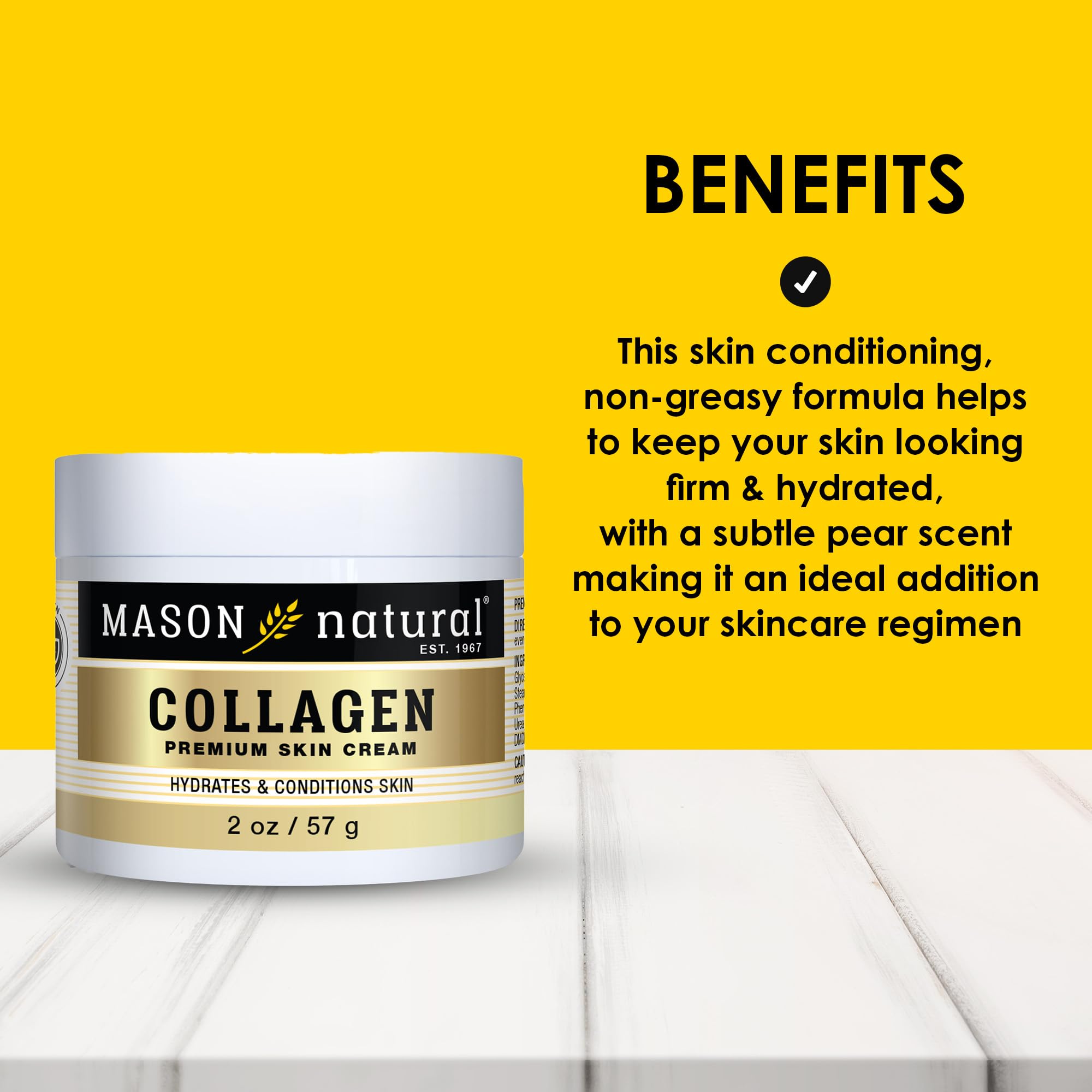 MASON NATURAL Premium Collagen Anti-Aging Face & Body Cream - Deep Hydration & Firming Moisturizer with Pear Scent, Paraben-Free, 2oz (3-Pack) - Perfect for Daily Skincare Routine & Nighttime Rejuvenation